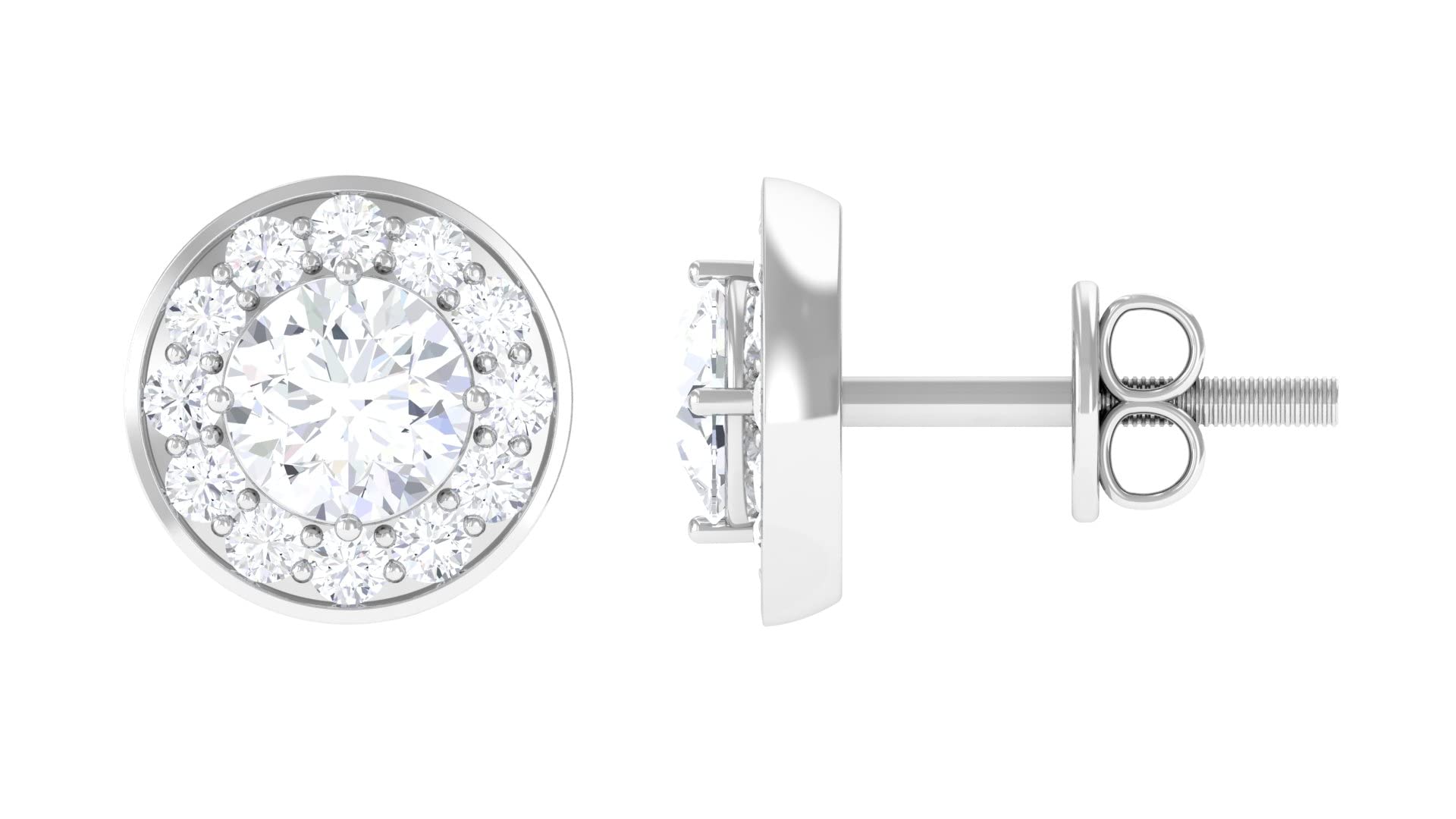 1.25 CT Cubic Zirconia Halo Stud Earrings for Women - 10K Solid Gold CZ Stud Earrings - Classic Gold Jewelry Gift for Anniversary, Birthday & Everyday Wear