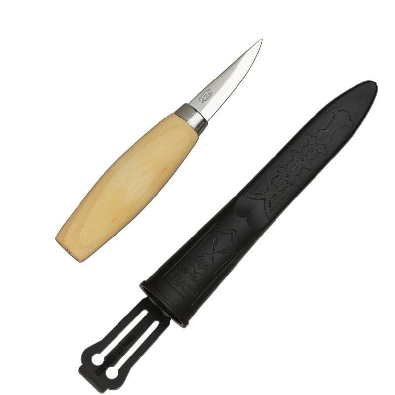 Morakniv 120C Wood Carving Knife - High Carbon Steel Blade for Precision Woodworking, Whittling & Crafting - Perfect for DIY Projects, Camping & Outdoor Activities