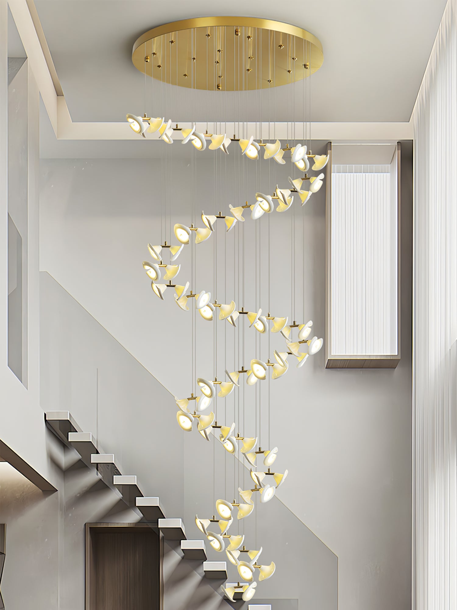 Elegant Blossom Double Horn Chandelier - Modern Crystal Ceiling Light Fixture for Dining Room & Living Room Decor