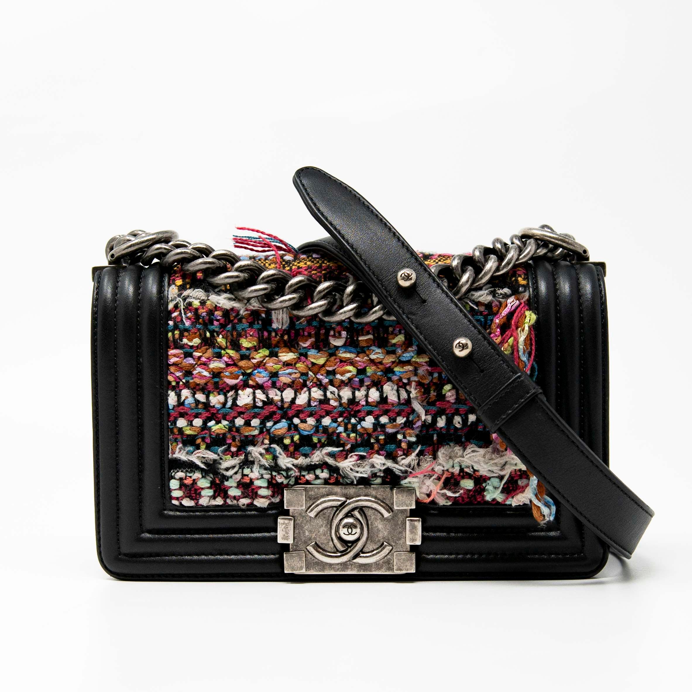 Chanel Multicolour Tweed Small Boy Bag - Luxury Designer Handbag for Women | Perfect for Parties, Weddings & Special Occasions