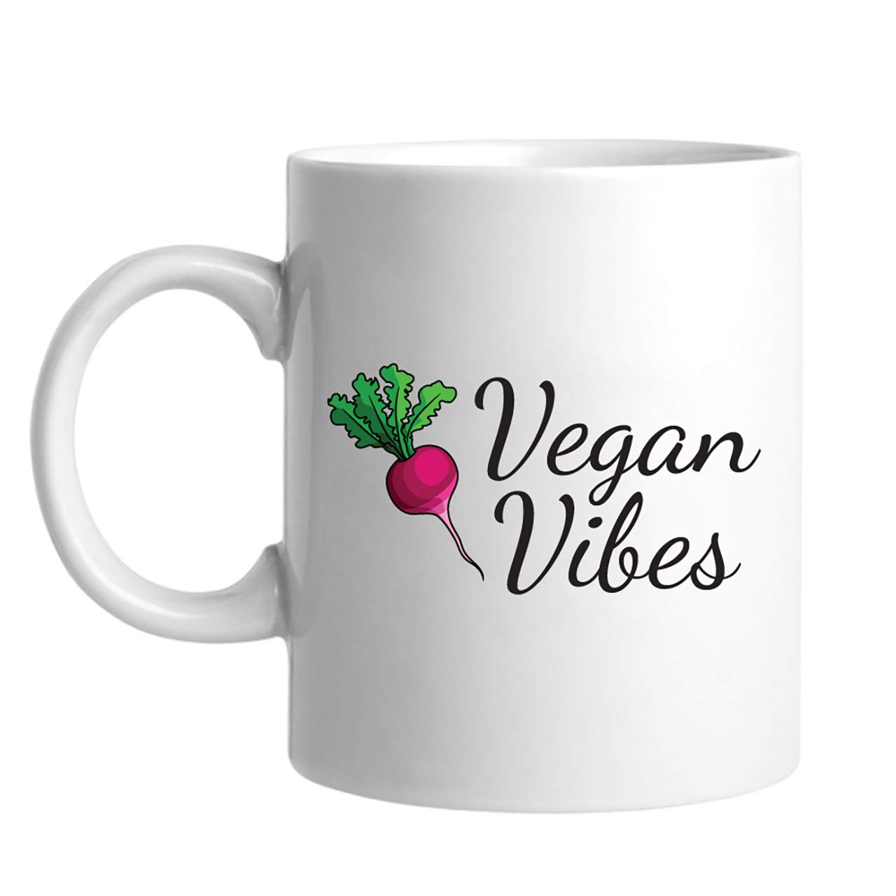 Vegan Vibes White Ceramic 11oz Coffee Mug - Eco-Friendly & Stylish Travel Mug for Home, Office & Gifts | Perfect for Hot & Cold Beverages