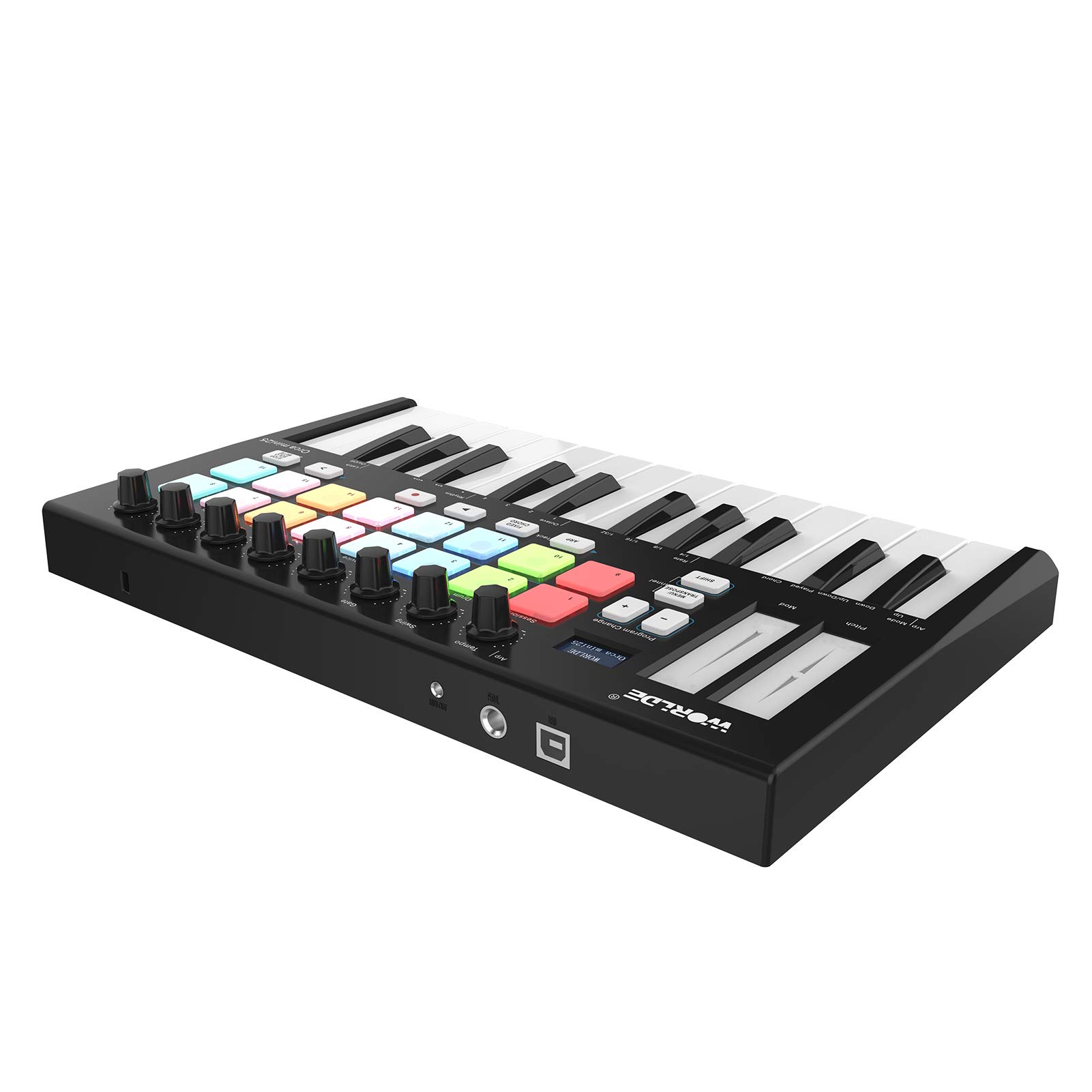 25-Key USB MIDI Keyboard Controller with 16 RGB Backlit Pads & 8 Knobs - Portable MIDI Keyboard for Music Production, DJing & Home Studio Recording