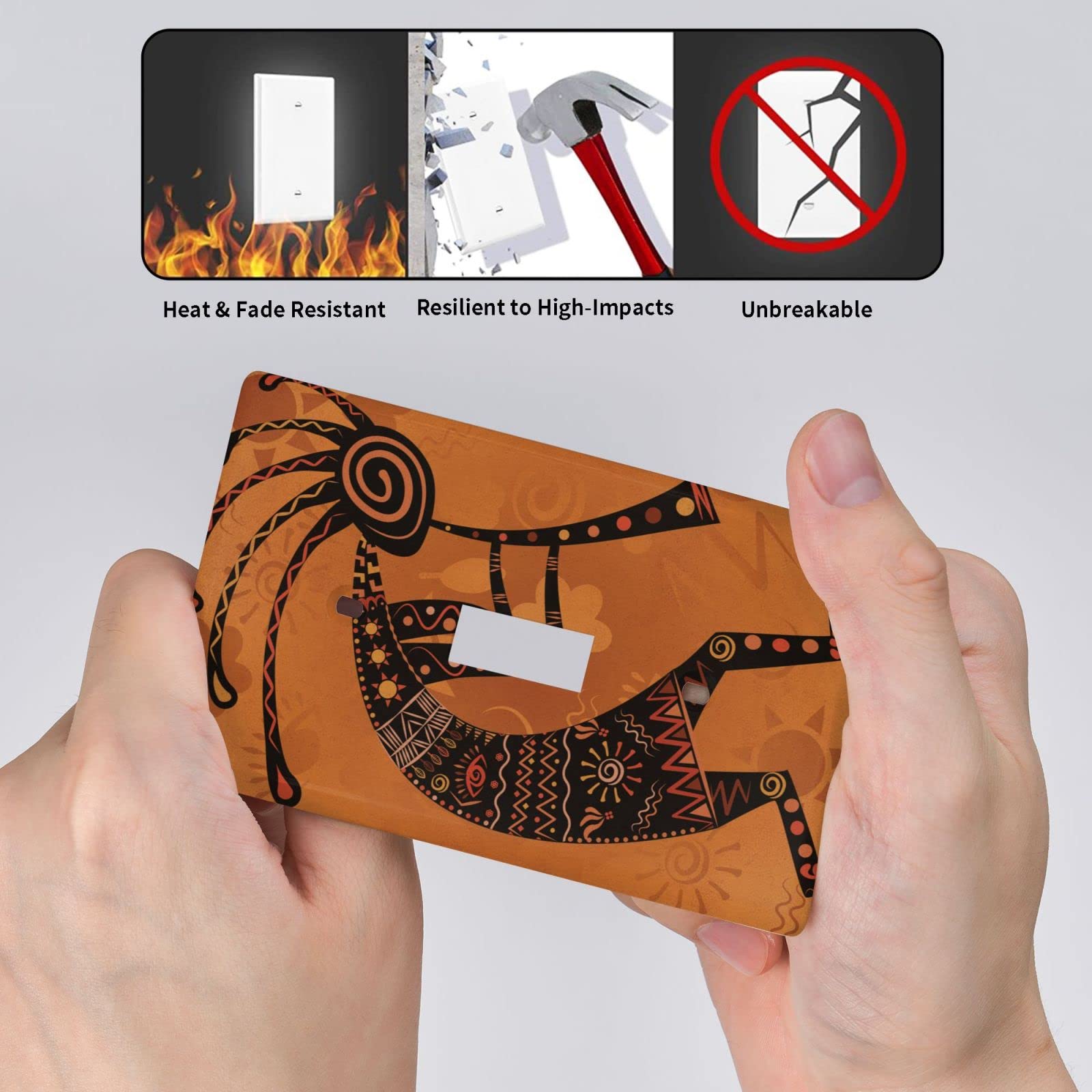 Southwest Native American Kokopelli Retro Flute Decor Print Light Switch Plate Cover - Plastic Wall Plate for Single Gang Toggle Switch - Perfect for Southwestern Home Decor, Bedroom, Living Room & Office