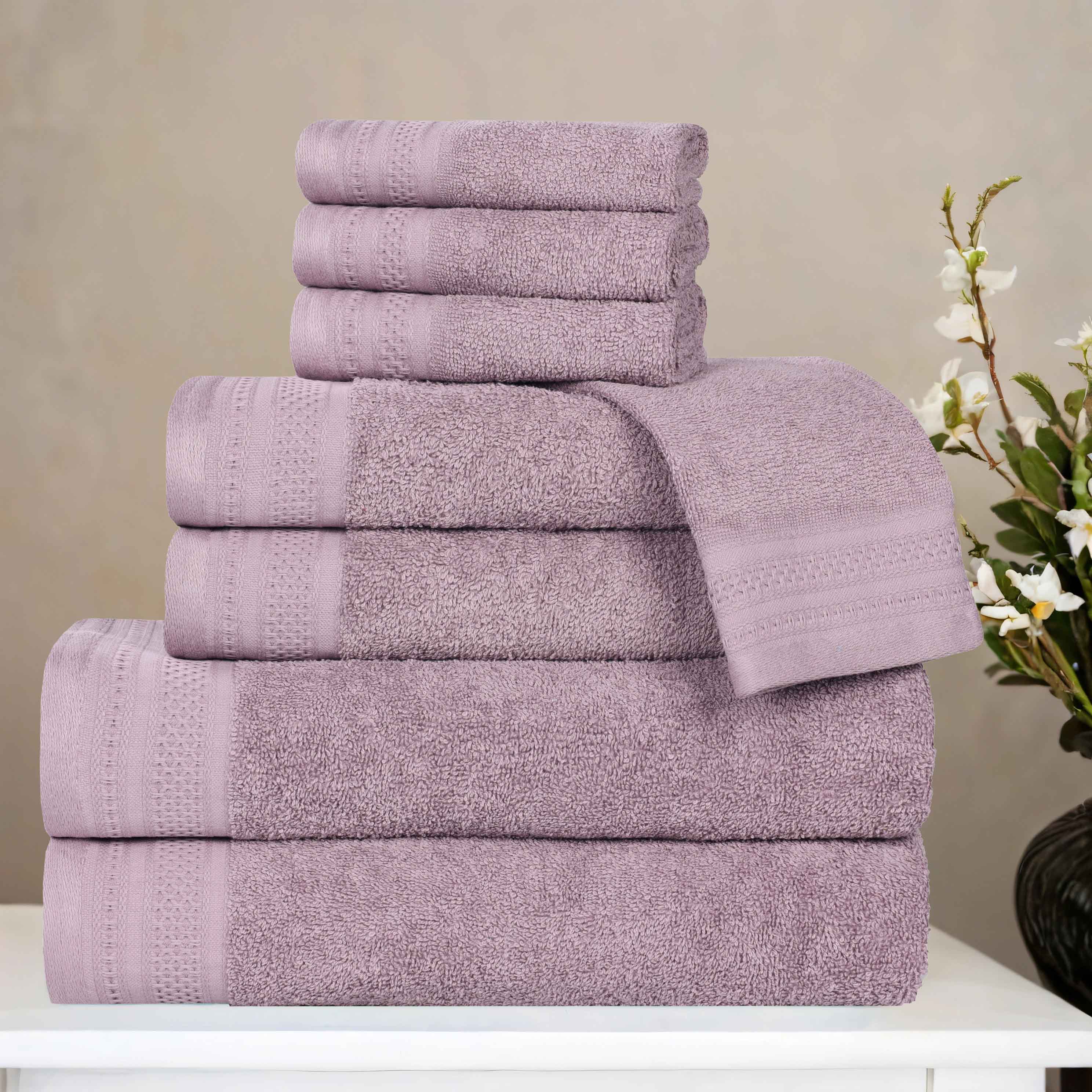 Premium Honeycomb Textured Waffle Border 8-Piece Cotton Towel Set - Ultra Soft & Absorbent Bath Towels for Spa, Guest Bathroom & Luxury Home Decor
