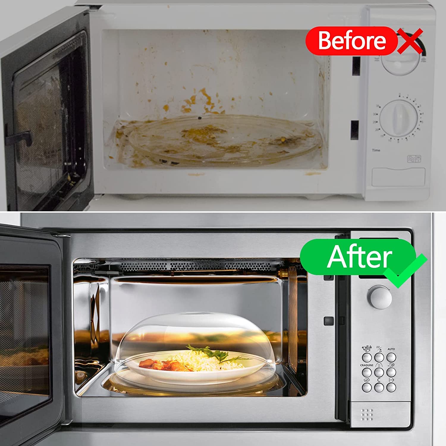 BPA-Free Microwave Cover for Food Splatter Prevention - 3 Pack with Handle & Steam Vents | Keeps Microwave Oven Clean | Perfect for Reheating Meals, Popcorn & Leftovers