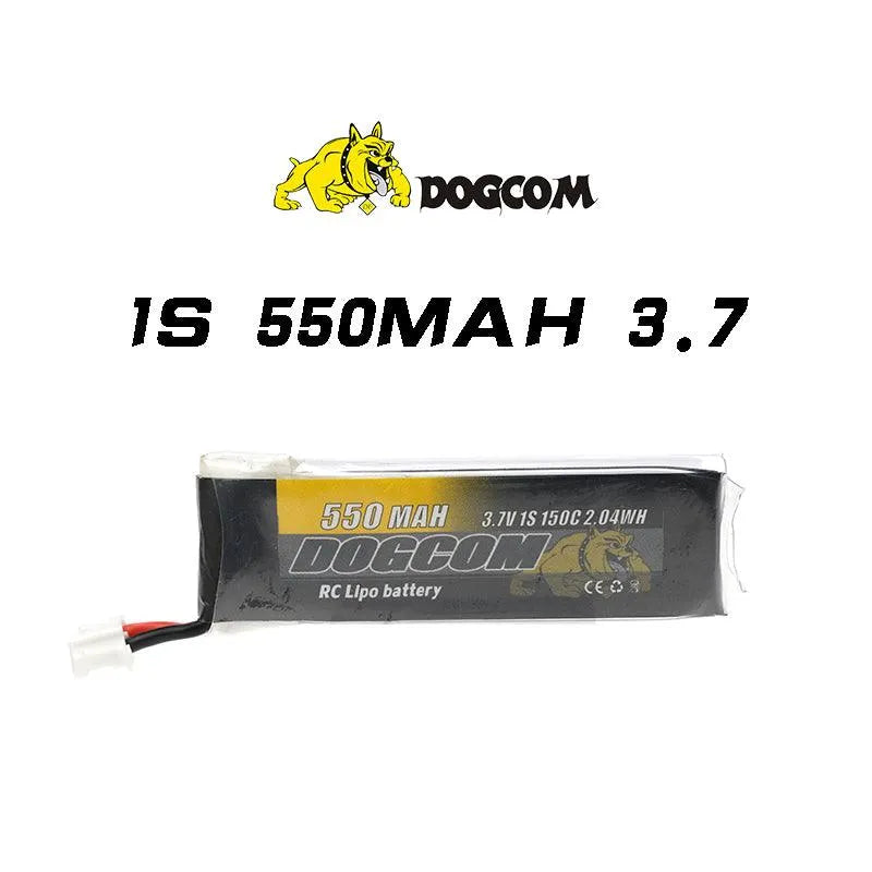 DOGCOM 550mAh 150C 1S 3.7V LiPo Battery with BT2.0/PH2.0 Connector - 4 Pack for FPV Drones, RC Cars, and Mini Quadcopters - Perfect for Long Flight Time and High Performance