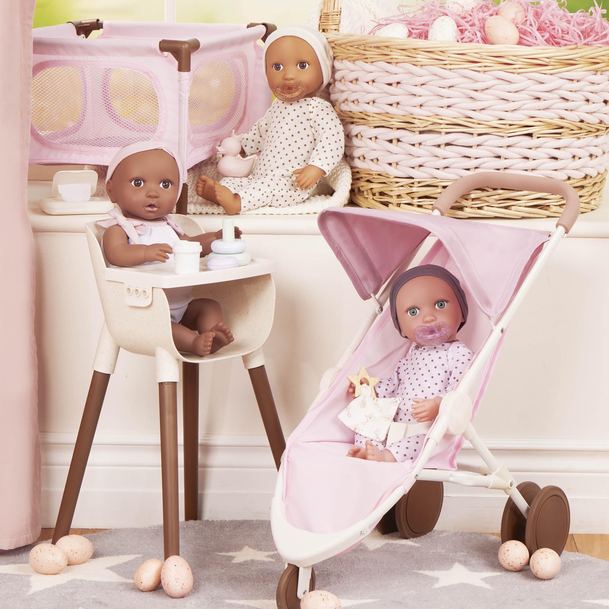 LullaBaby 14-inch Realistic Baby Doll with Soft Body & Removable Outfit - Ivory Hat & Pacifier Accessories - Perfect Gift for Toddlers Ages 2+ (Ivory Polka Dot Pajama) - Great for Role Play, Pretend Play & Early Childhood Development