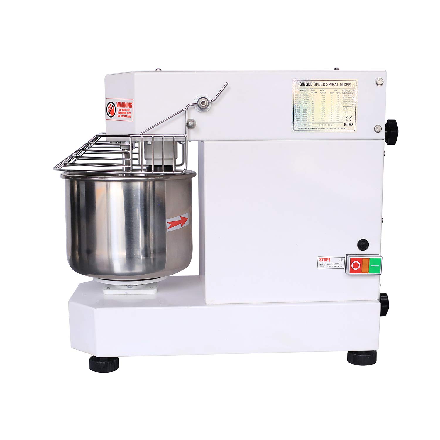 Commercial Dough Mixer 5 Qt - Spiral Mixer Food Mixer with Stainless Steel Bowl, Safety Shield & Timer - Perfect for Bakeries, Restaurants & Home Baking