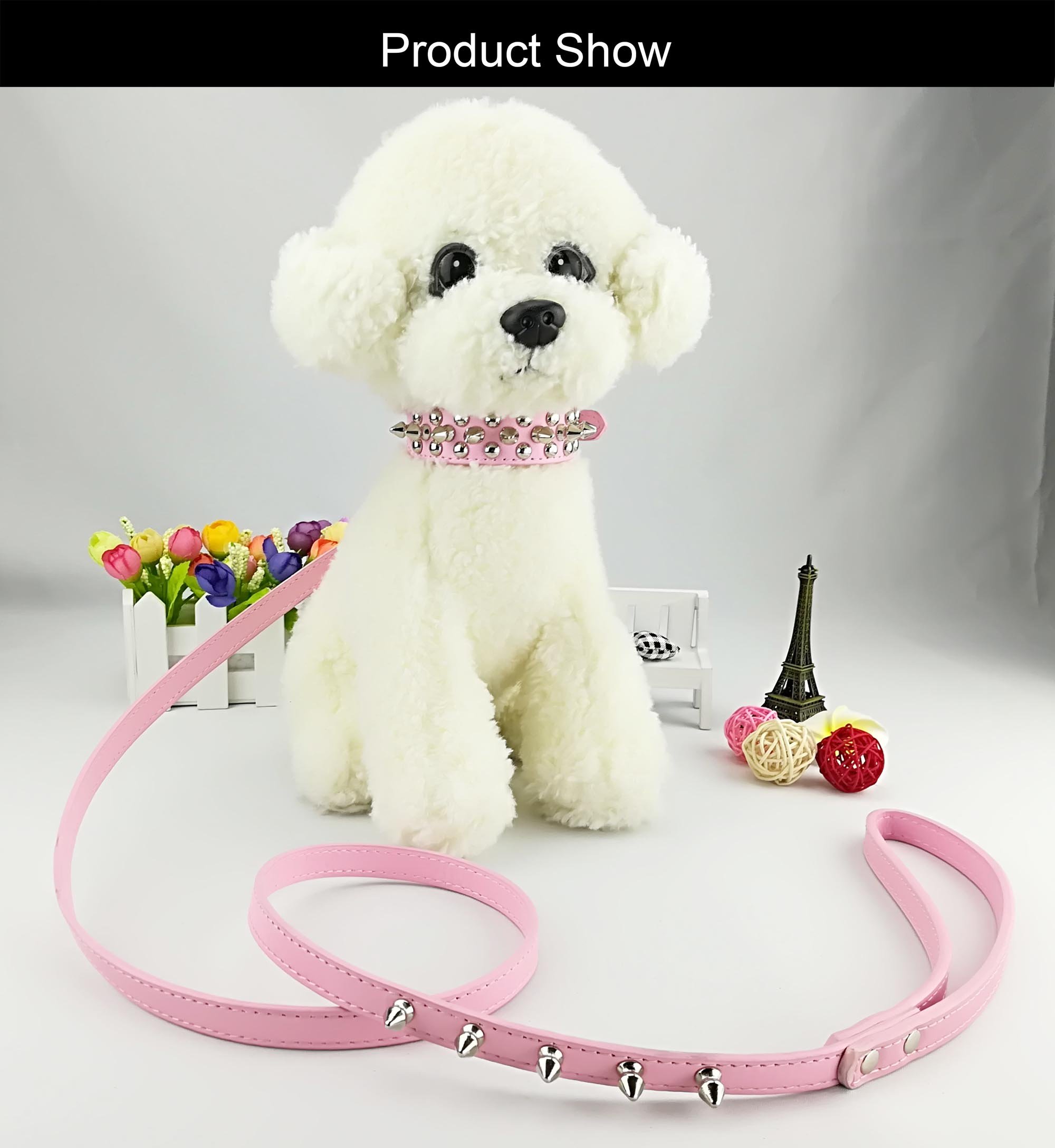 Stylish Punk Studded Dog Collar and Leash Set - Heavy Duty Leather Pet Collar with Matching Lead for Small Medium Large Dogs - Perfect for Walking, Training & Punk Fashion Pet Accessories