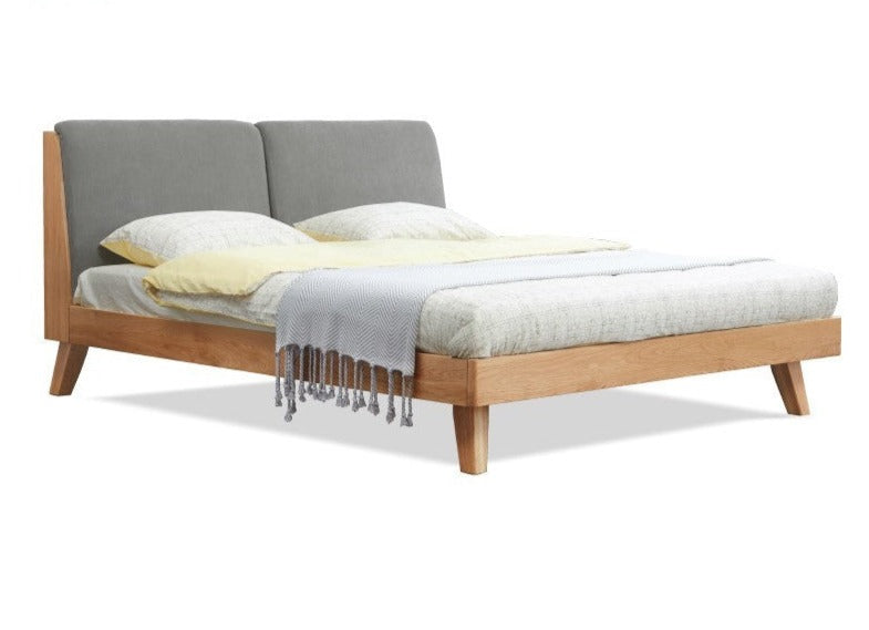 Solid Oak Wood Soft Bed Frame - Queen Size, Natural Wood Finish - Perfect for Master Bedrooms, Guest Rooms & Cozy Home Decor