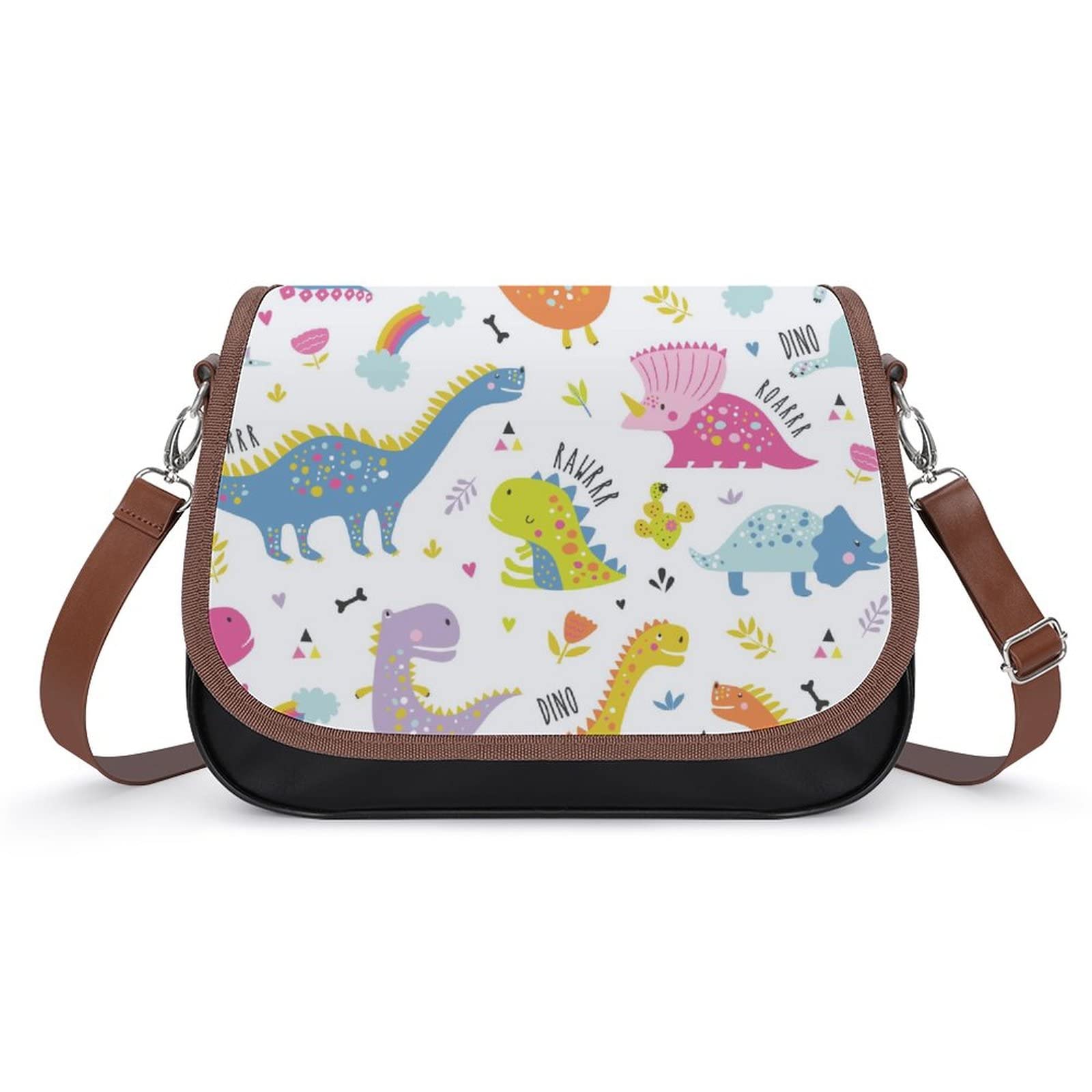 Stylish Leather Crossbody Bags for Women - Designer Shoulder Messenger Purse with Cute Dinosaur Print | Perfect for Work, Travel & Everyday Use