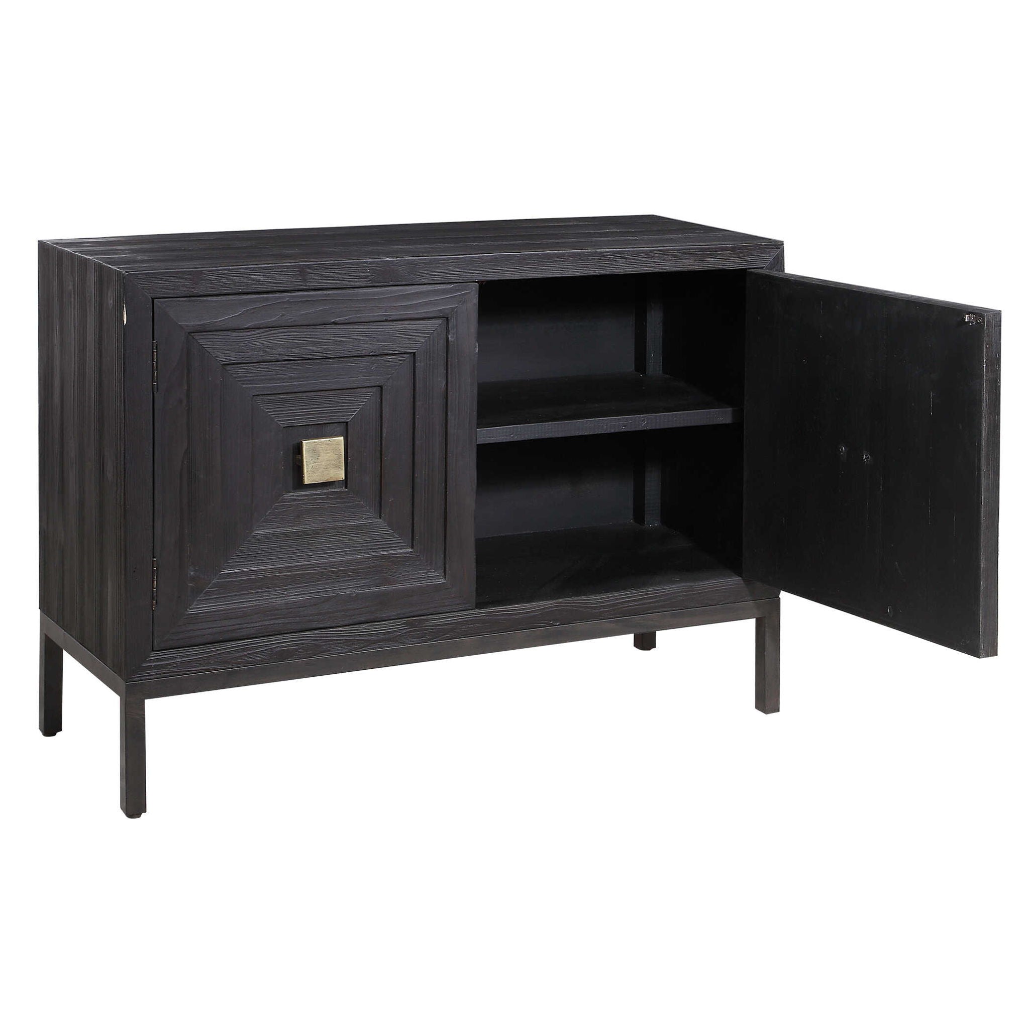 Aiken 2 Door Cabinet Dark Walnut - Stylish Storage Solution for Living Room, Bedroom, or Office