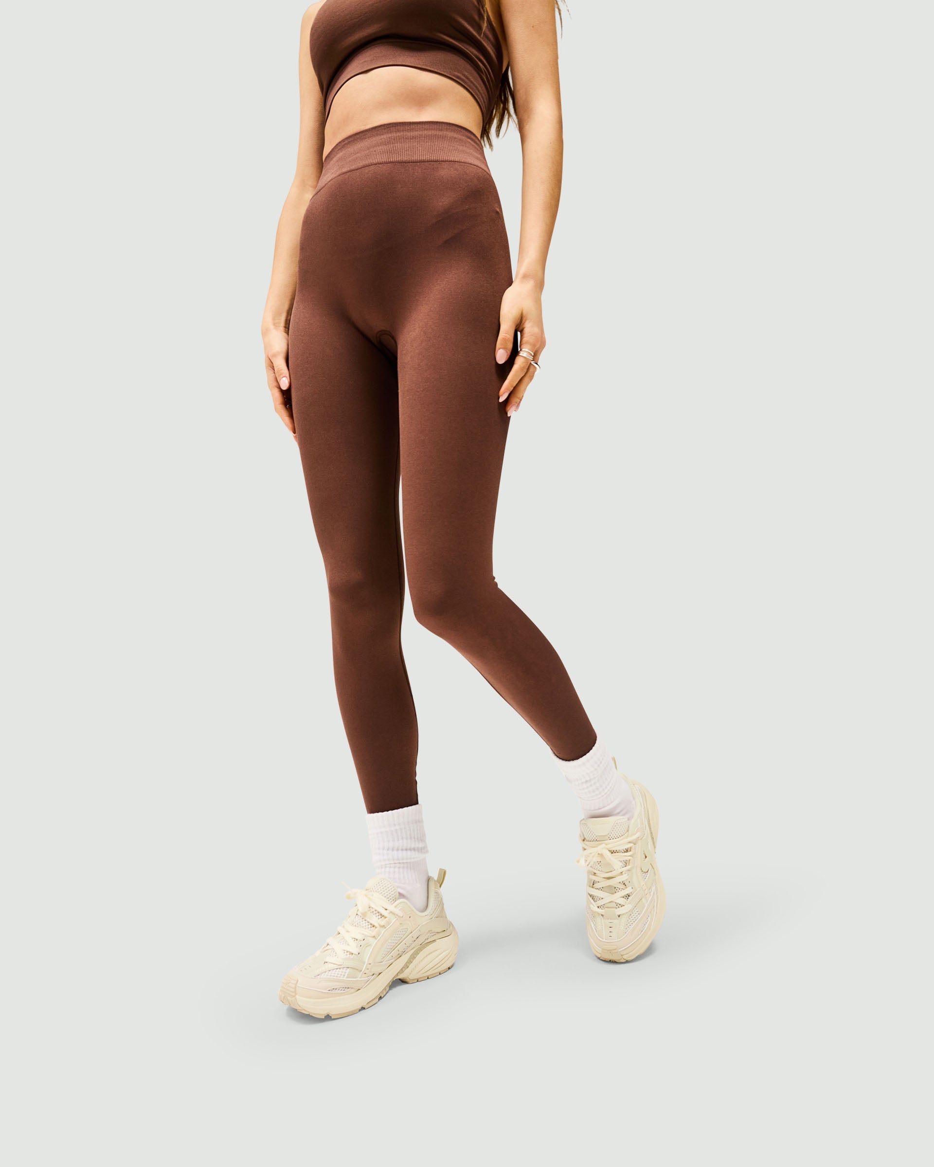 Owners Club Contour Seamless Leggings - High Waisted Yoga Pants for Women, Mocha Brown | Perfect for Workouts, Yoga, Running & Lounge Wear