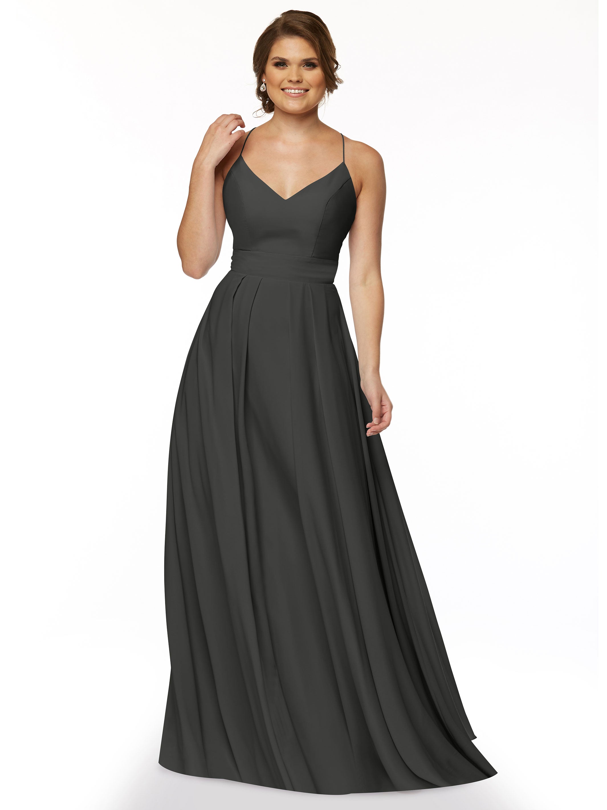 Elegant 83027 Simple Stretch Chiffon A-Line Bridesmaid Dress with Pleats - Perfect for Weddings, Formal Events & Special Occasions