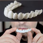 Non-Porous Silicone Artificial Braces for Teeth Whitening - Upper & Lower Dental Prostheses (2pcs) - Perfect for Cosplay, Halloween Costumes & Dental Practice