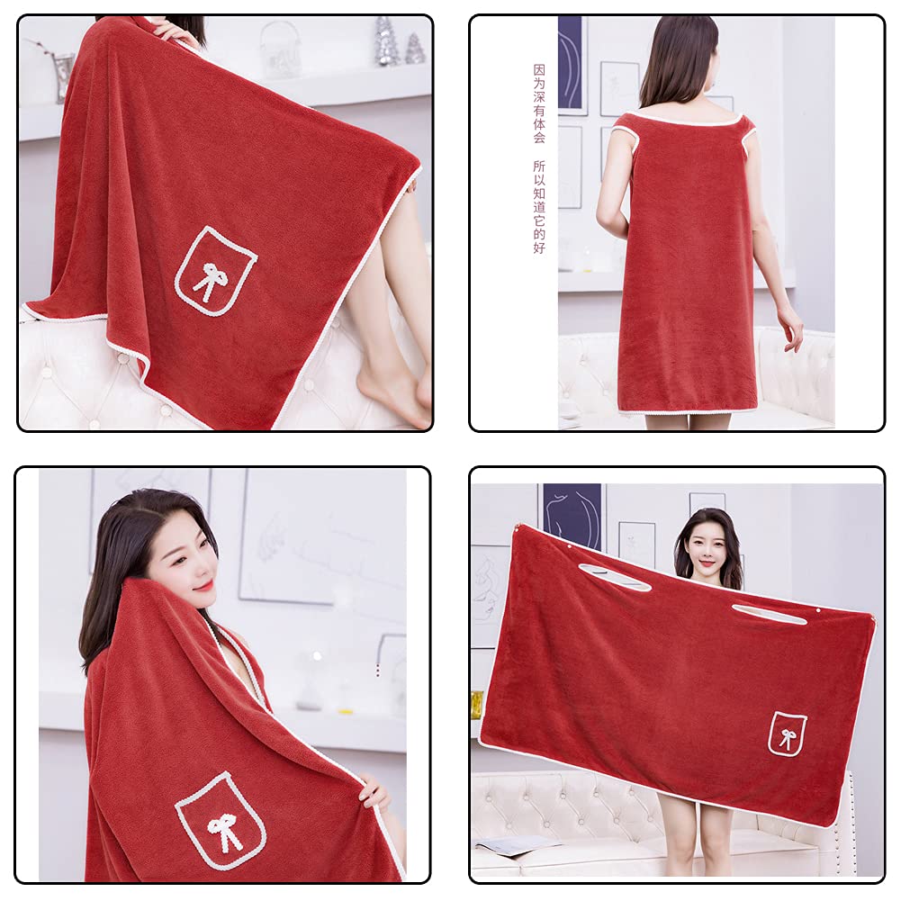Women's Quick-Dry Bathrobe with Strap Pocket - Sleeveless Knee-Length Shower Wrap Towel Dress for Spa, Pool & College Dorm - Soft Absorbent Wearable Robe for Women & Teens