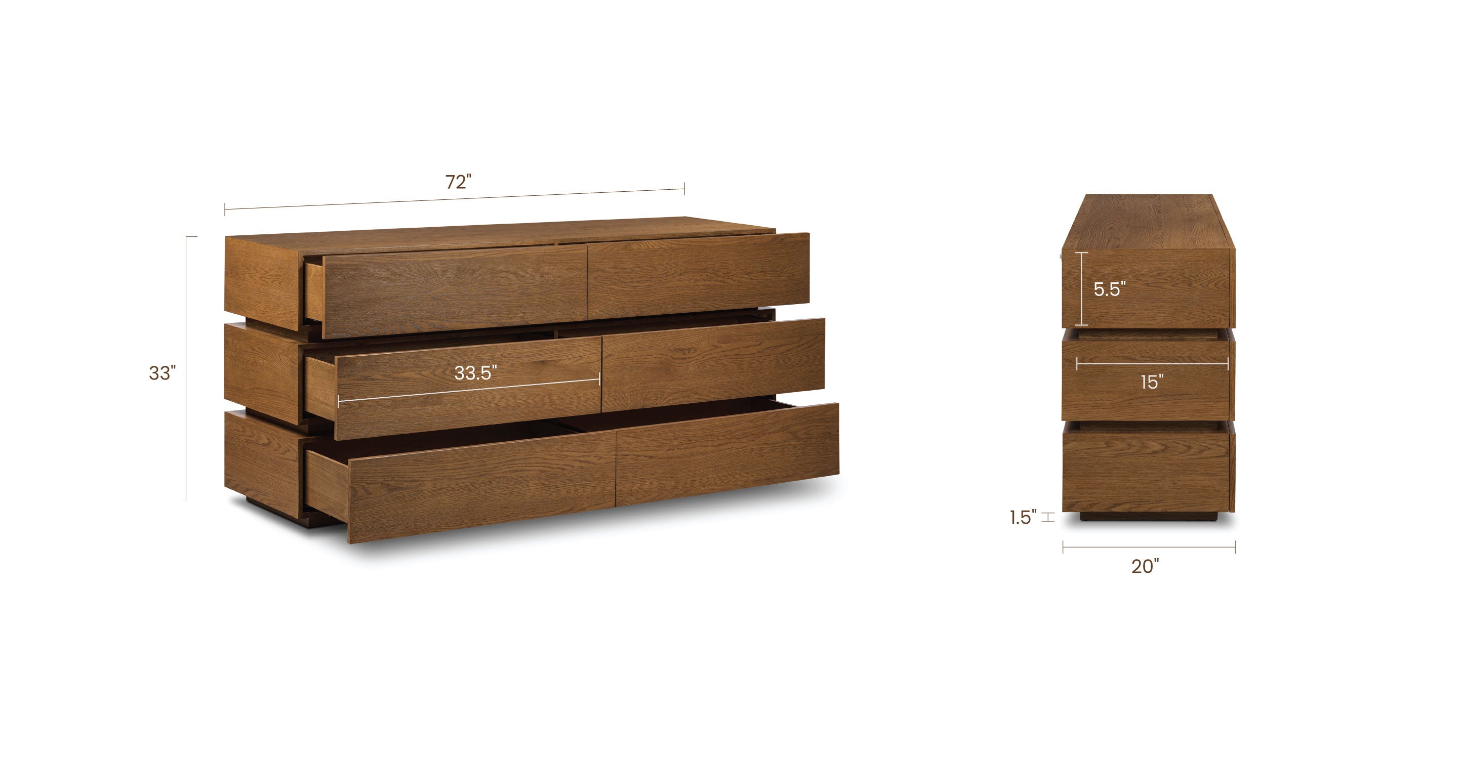 Pino 6-Drawer Wooden Dresser for Bedroom - Modern Storage Chest with Smooth Gliding Drawers | Perfect for Organizing Clothes, Bedding & Accessories in Home, Dorm or Nursery