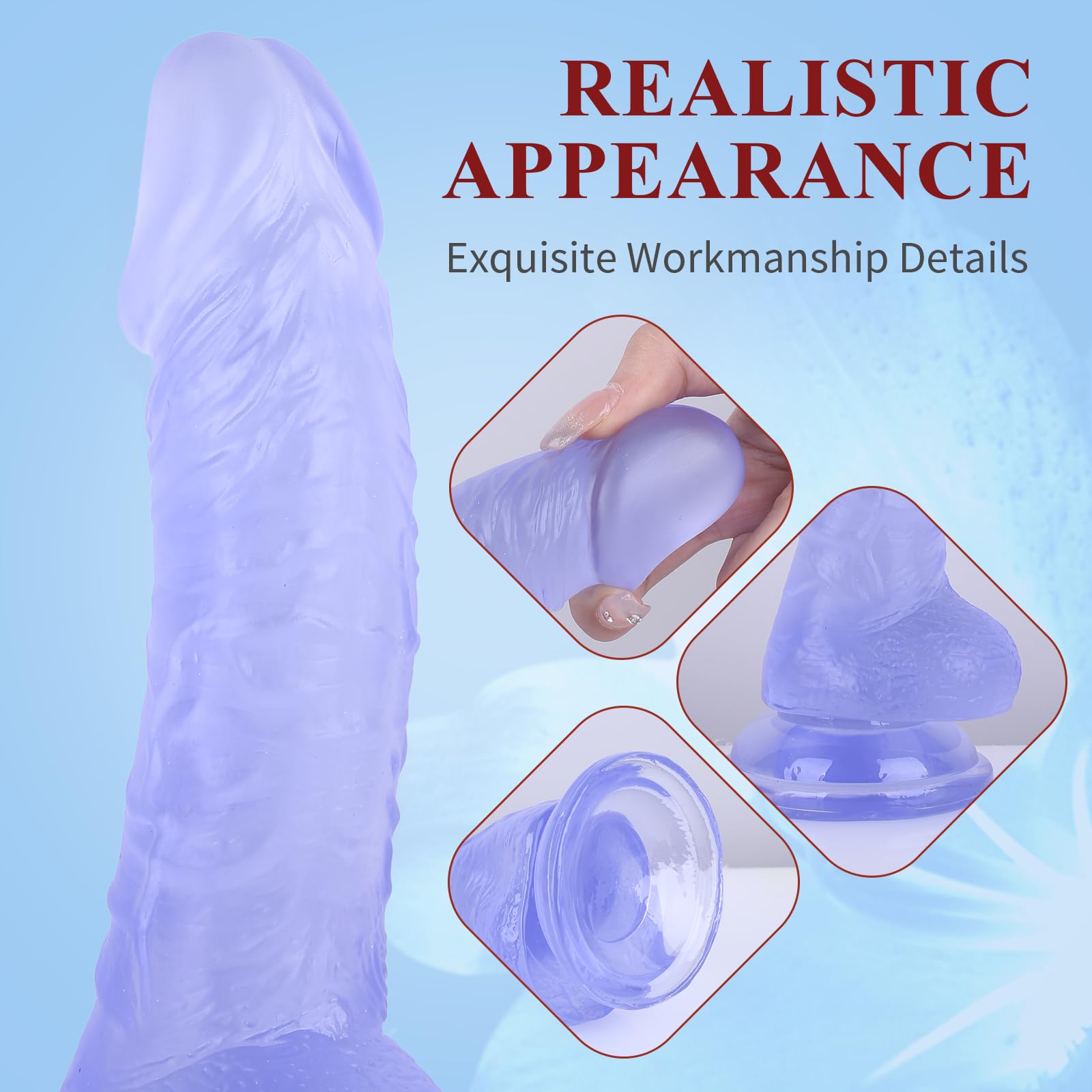 7 Inch Realistic Dildo for Women & Men - Soft Body-Safe Silicone G-Spot Stimulator with Strong Suction Cup - Curved Shaft for Vaginal & Anal Play - Hands-Free Adult Sex Toy for Couples & Solo Use (Blue) - Perfect for Bedroom Fun, Spicing Up Relationships & Private Pleasure Time