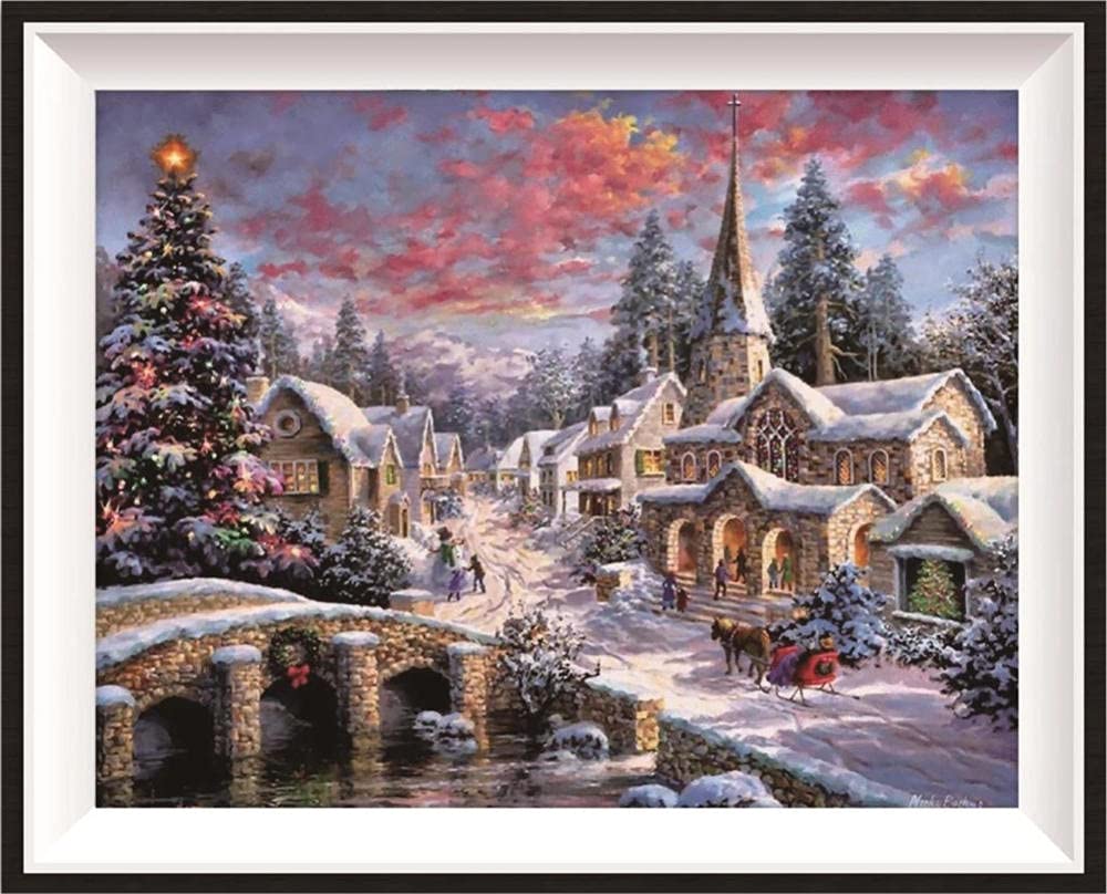 5D Diamond Painting Kit - Winter Snow Scene DIY Full Drill Diamond Art for Adults & Kids, 80x110cm (32x44in) Gem Painting Craft, Perfect for Home Wall Decor & Relaxation Therapy