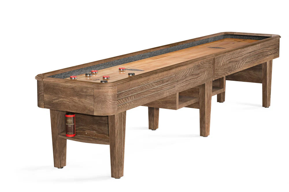 Brunswick Andover II 14-Foot Shuffleboard Table - Rustic Dark Brown Finish | Perfect for Game Rooms, Bars & Home Entertainment