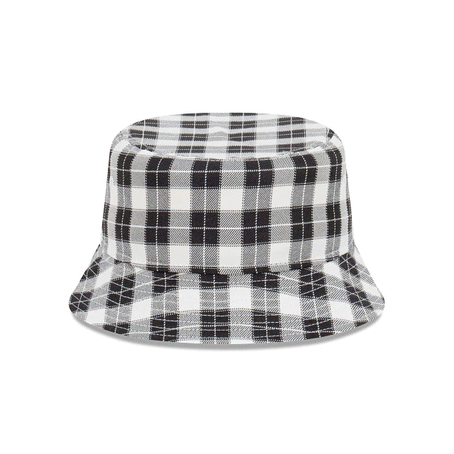 New Era LA Dodgers Plaid Black & White Bucket Hat for Men & Women - Adjustable Snapback Sun Hat for Baseball Games, Beach & Outdoor Activities