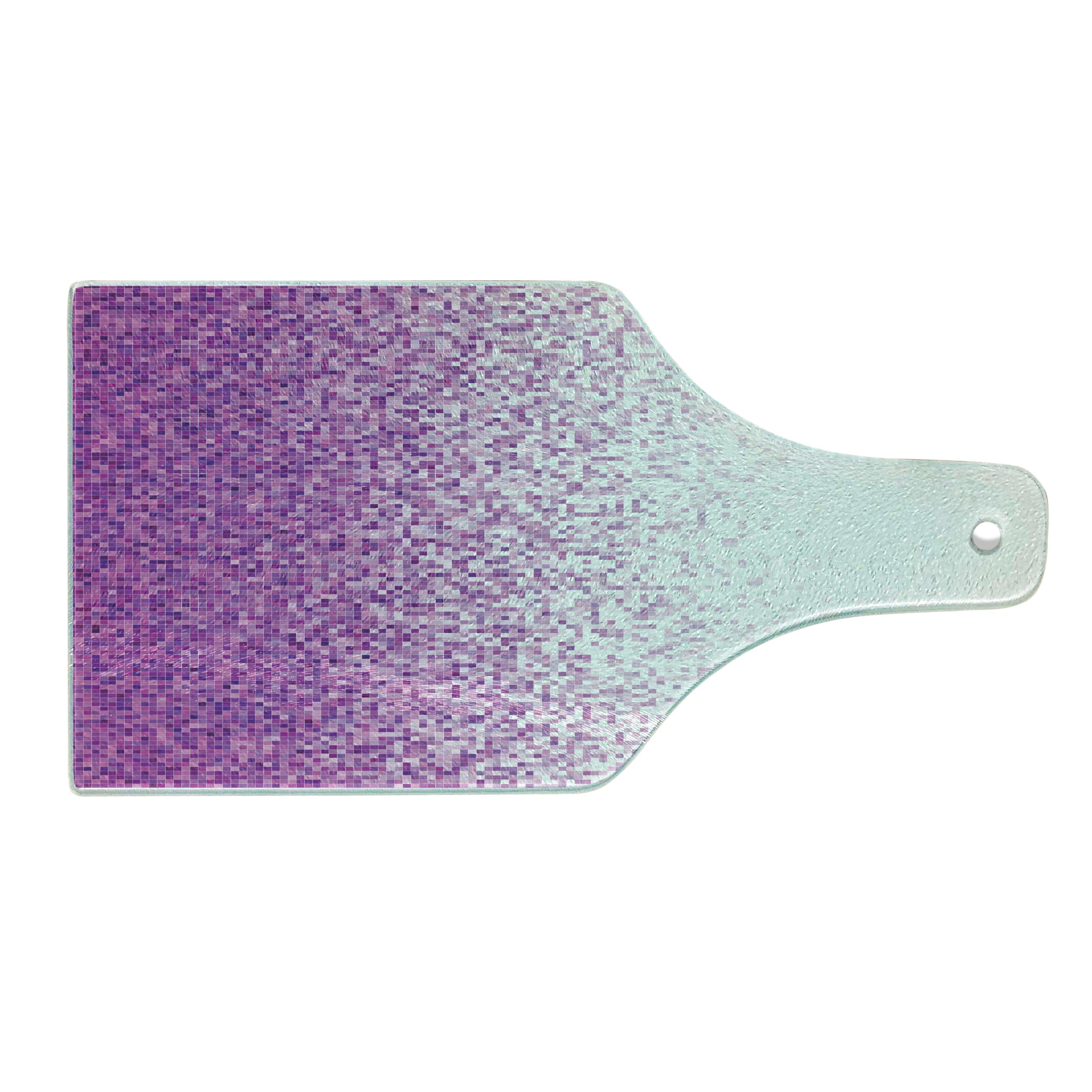 Ambesonne Purple White Tempered Glass Cutting Board - Artistic Pixel Mosaic Design, Decorative Serving Board for Kitchen & Entertaining - Perfect for Cheese Platters, Wine Pairing & Home Decor