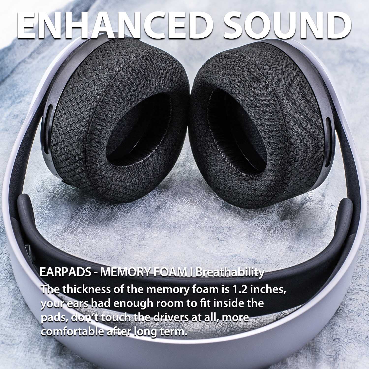 Premium PS5 Earpads Replacement - Breathable Mesh Ear Cushions for PlayStation 5 Pulse 3D Headset - Enhanced Comfort for Gaming, Streaming & Long Play Sessions
