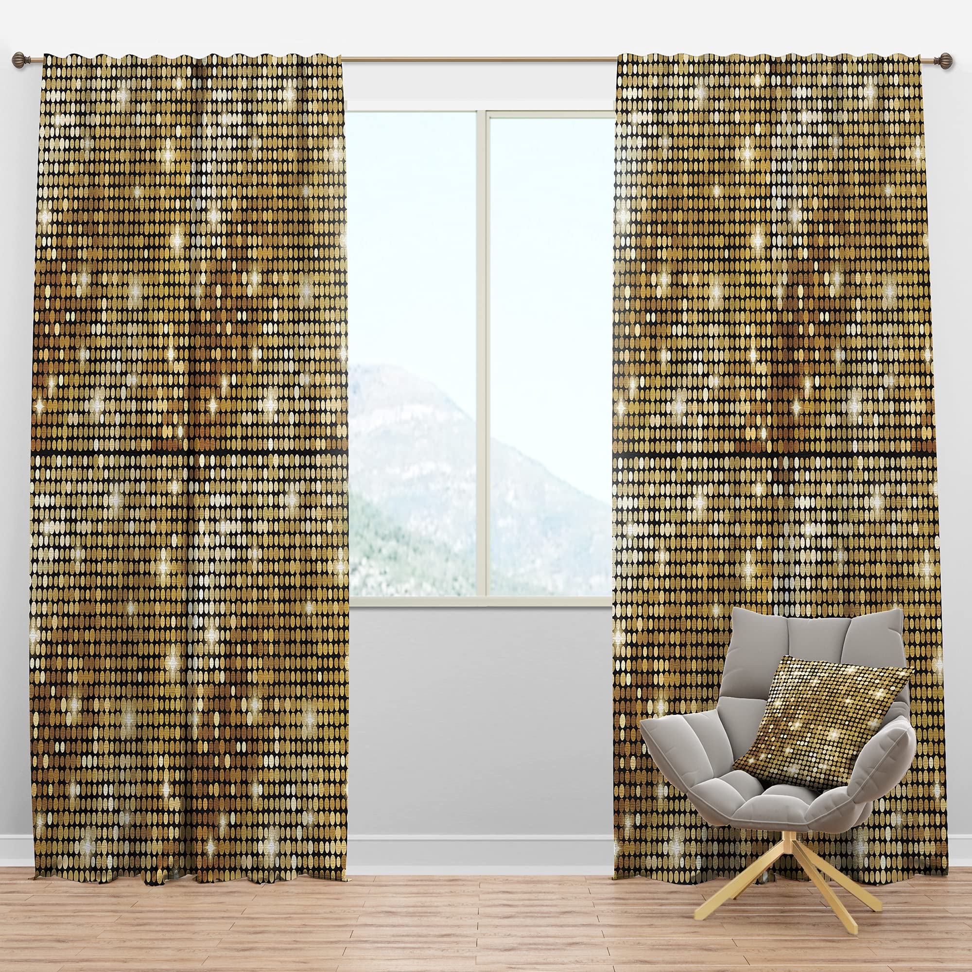 Abstract Gold Mosaic Blackout Curtains - Thermal Insulated Room Darkening Drapes for Bedroom & Living Room (52x120, Single Panel) - Perfect for Home Theater, Nursery & Light Sleepers