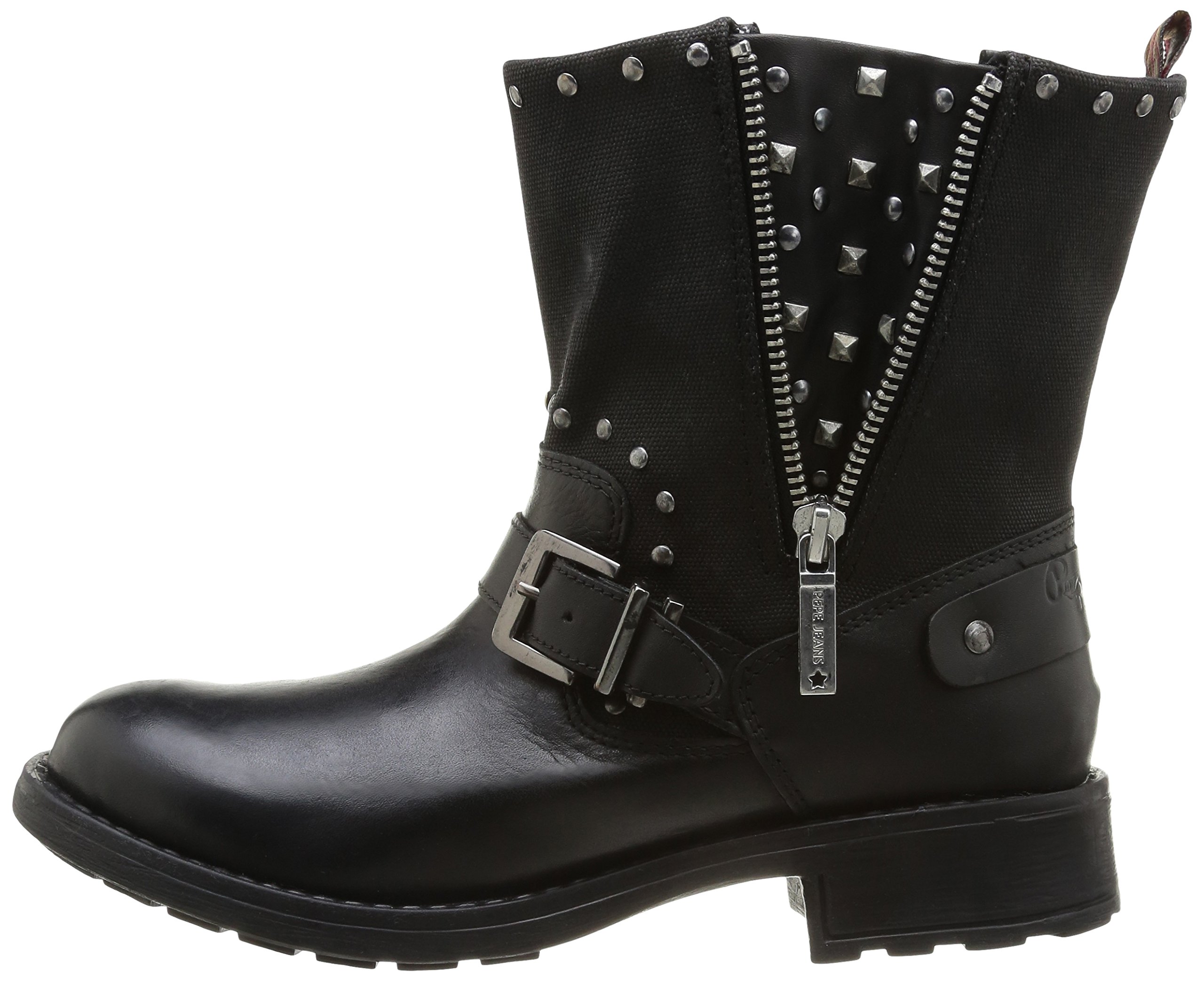 Pepe Jeans Women's Genuine Leather Biker Boots - Stylish Ankle Booties for Motorcycle Riding, Night Out & Fall Fashion