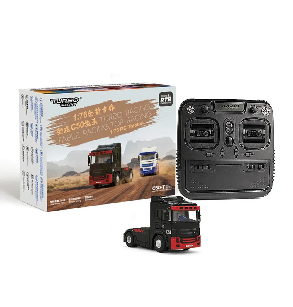 Turbo Racing 1:76 Scale C50 RC Semi Truck Trailer with Remote Control - Perfect for Kids, Collectors & Indoor Racing Fun