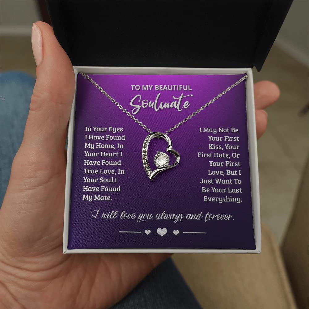 To My Soulmate Necklace - Romantic Jewelry Gift for Wife, Birthday & Anniversary Present from Husband - Elegant Women's Soulmate Jewelry for Wedding, Valentine's Day & Special Occasions