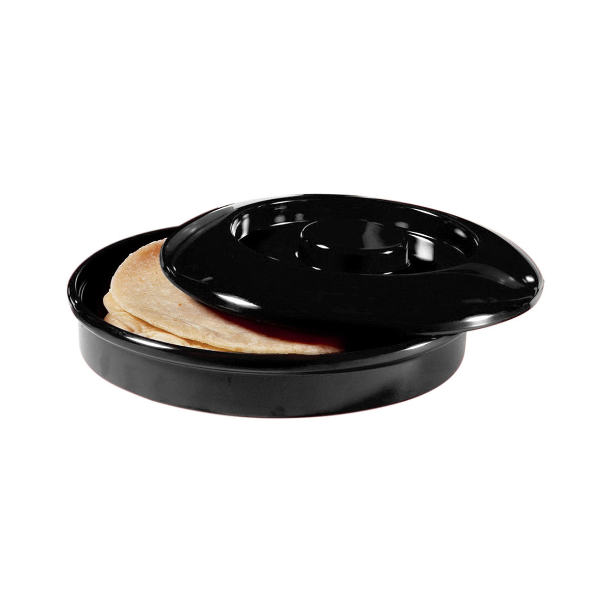 GET TS 800 BK Black Melamine Tortilla Server with Lid - 7 3/4 Inch - Perfect for Serving Tortillas, Nachos & Appetizers at Parties & Mexican Restaurants
