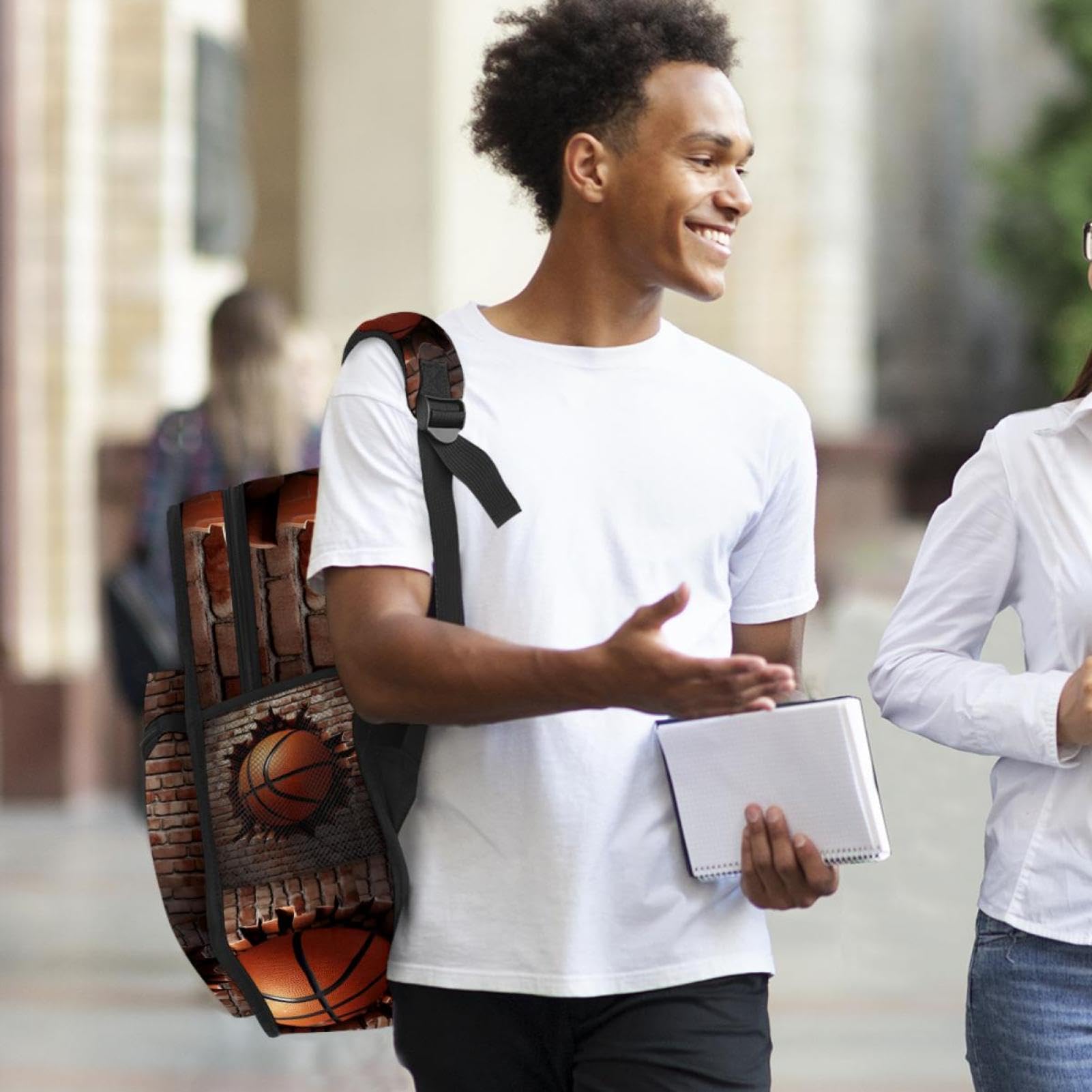 Durable Travel & Work Backpack with Basketball Wall Texture - Perfect for Commuting, Gym, and Outdoor Adventures