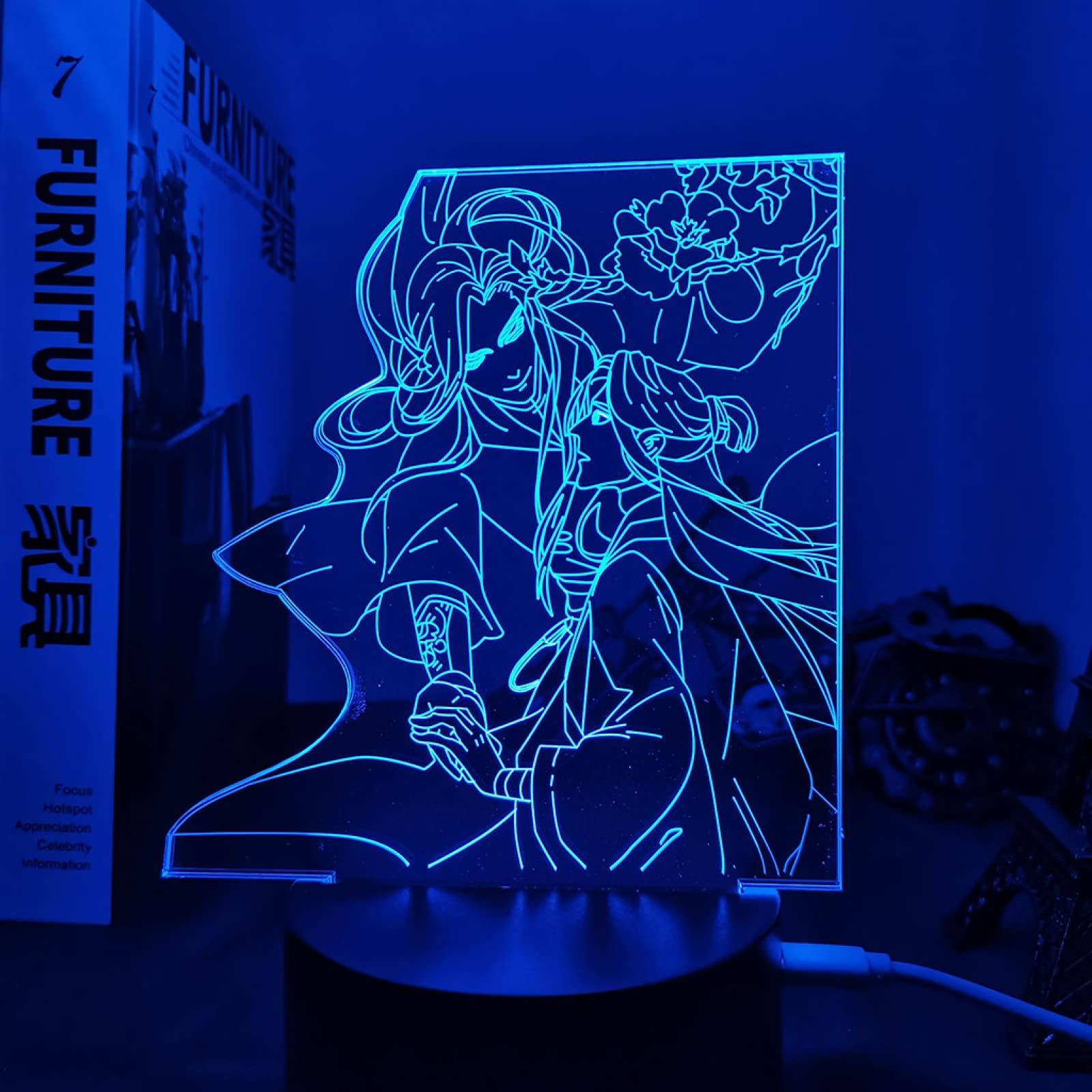 GAYILA Anime LED Night Light - Tian Guan Ci Fu (TGCF) 3D Manga Lamp for Bedroom Decor, Birthday Gift | Perfect for Anime Fans, Gaming Rooms & Cozy Nighttime Reading