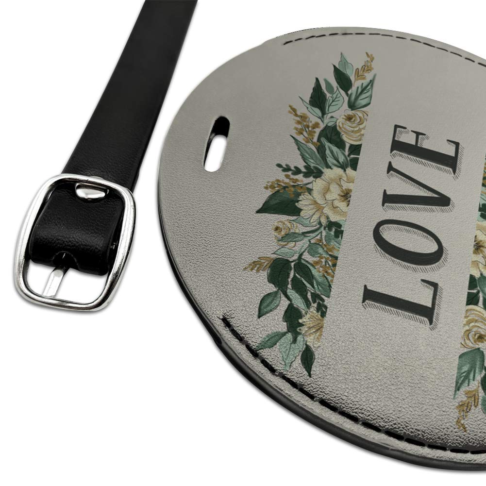 Stylish Round Leather Luggage Tag with Botanical Flower Design - Durable Suitcase ID Tag for Travel Bags, Perfect for Carry-Ons, Checked Luggage & Backpacks