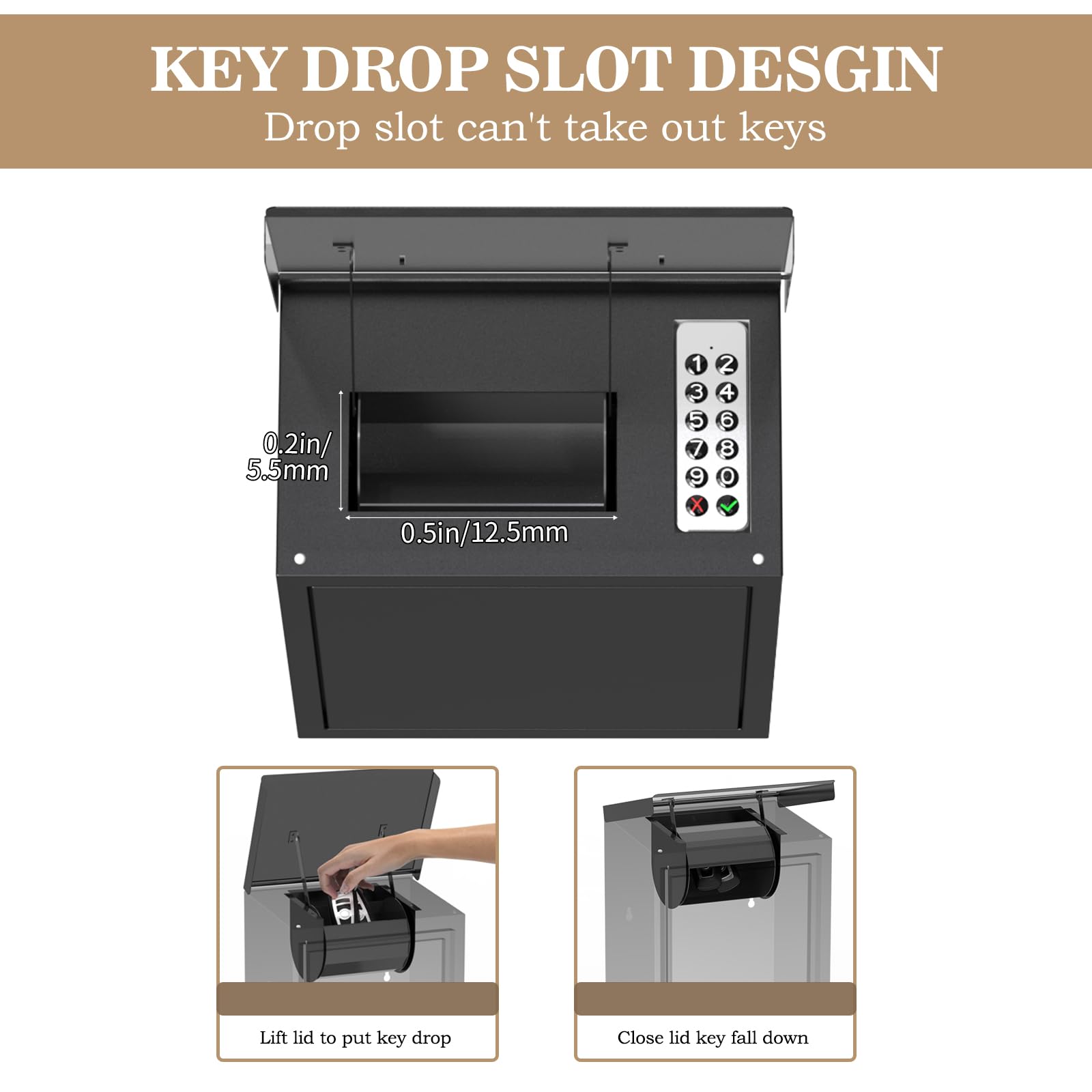 Smart Key Drop Box with Secure Lock - Wall Mounted Outdoor Key Return Box for Home, Business & Car Rental - Anti-Theft & Waterproof Design - Perfect for After-Hours Cash Drops, Hotels & Automotive Key Exchange