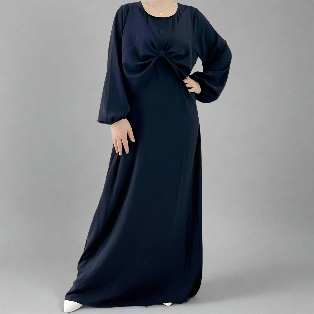Elegant Wrinkle-Free Satin Inner Abaya Dress for Muslim Women - Perfect for Prayer, Modest Fashion, and Special Occasions