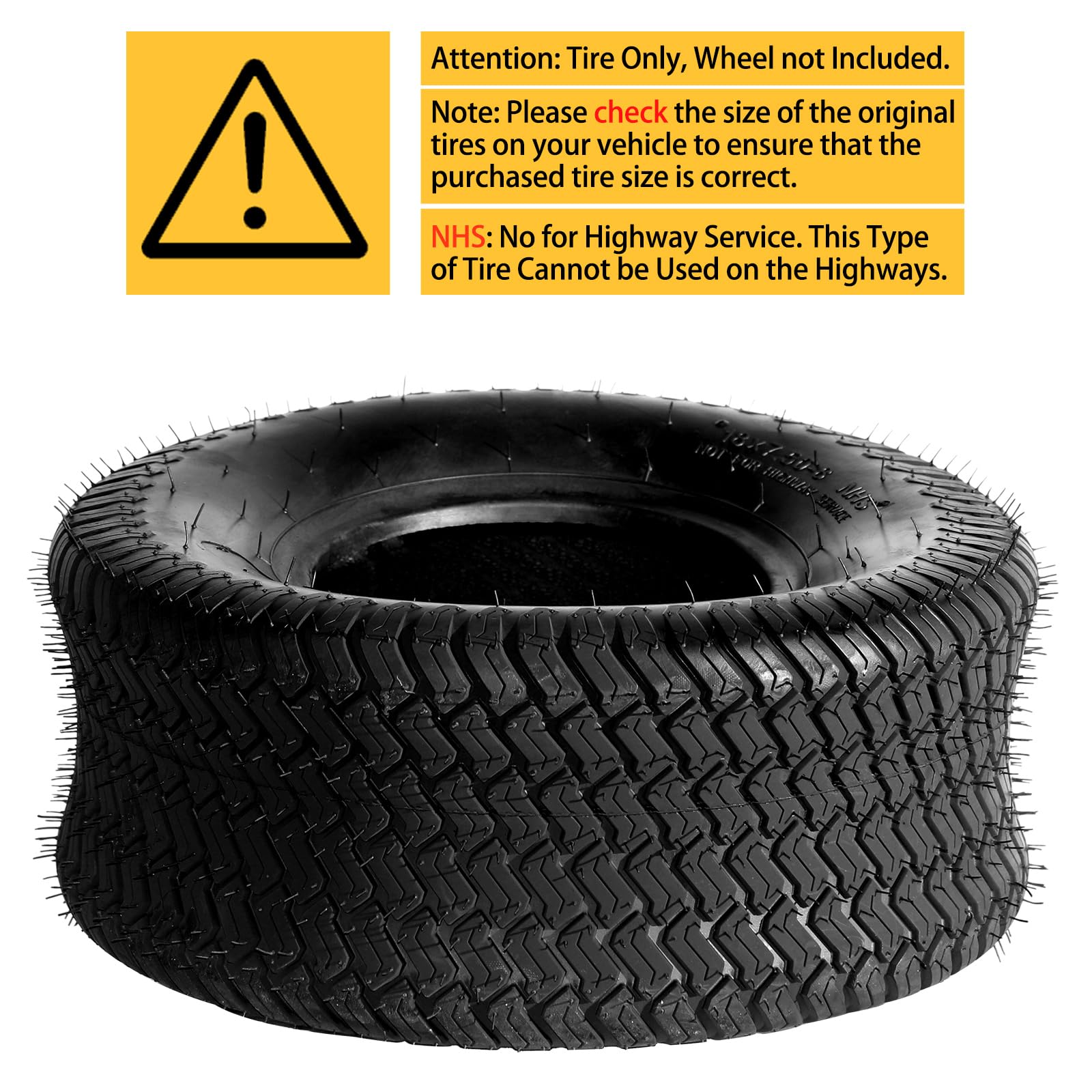 2Pcs 18x7.50-8 Tubeless Lawn Mower Tires - 4PR Heavy Duty Garden Tires for Riding Mowers, Tractors & Yard Equipment - Perfect for Grass Cutting, Landscaping & Outdoor Maintenance