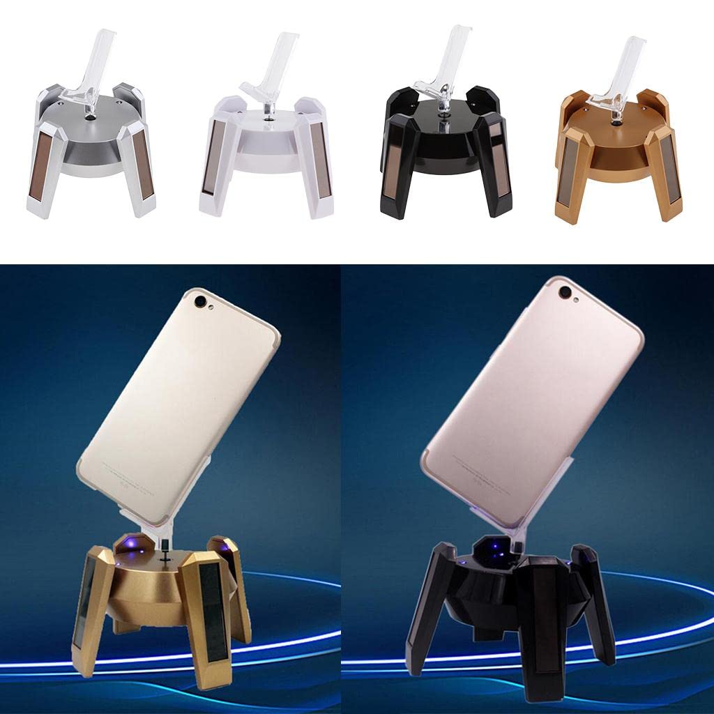 Solar Powered 360° Rotating Turntable - Phone Display Stand with Jewelry Trays in White | Perfect for Jewelry Showcase, Product Photography & Retail Displays | Business & Industrial Display Solutions