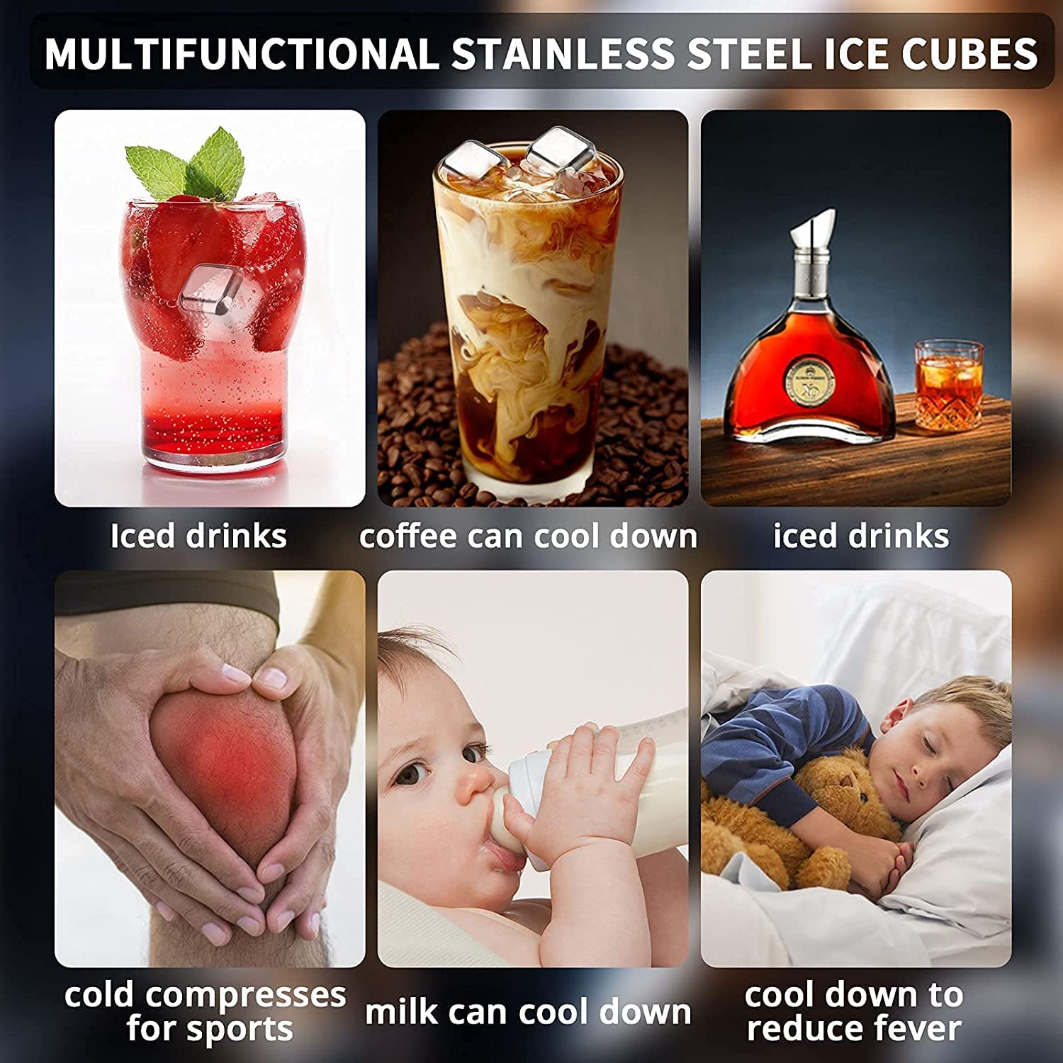 SYGA Stainless Steel Whiskey Stones - Reusable Ice Cubes for Whiskey, Vodka, Cocktails & Wine - Chills Drinks Without Diluting - Perfect for Home Bars, Parties & Gifts (2-Pack)