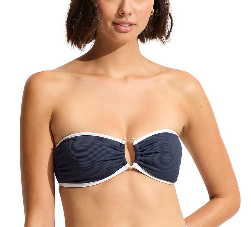Seafolly Women's Ring Front Bandeau Bikini Top - Stylish Swimwear for Beach, Pool & Summer Vacations