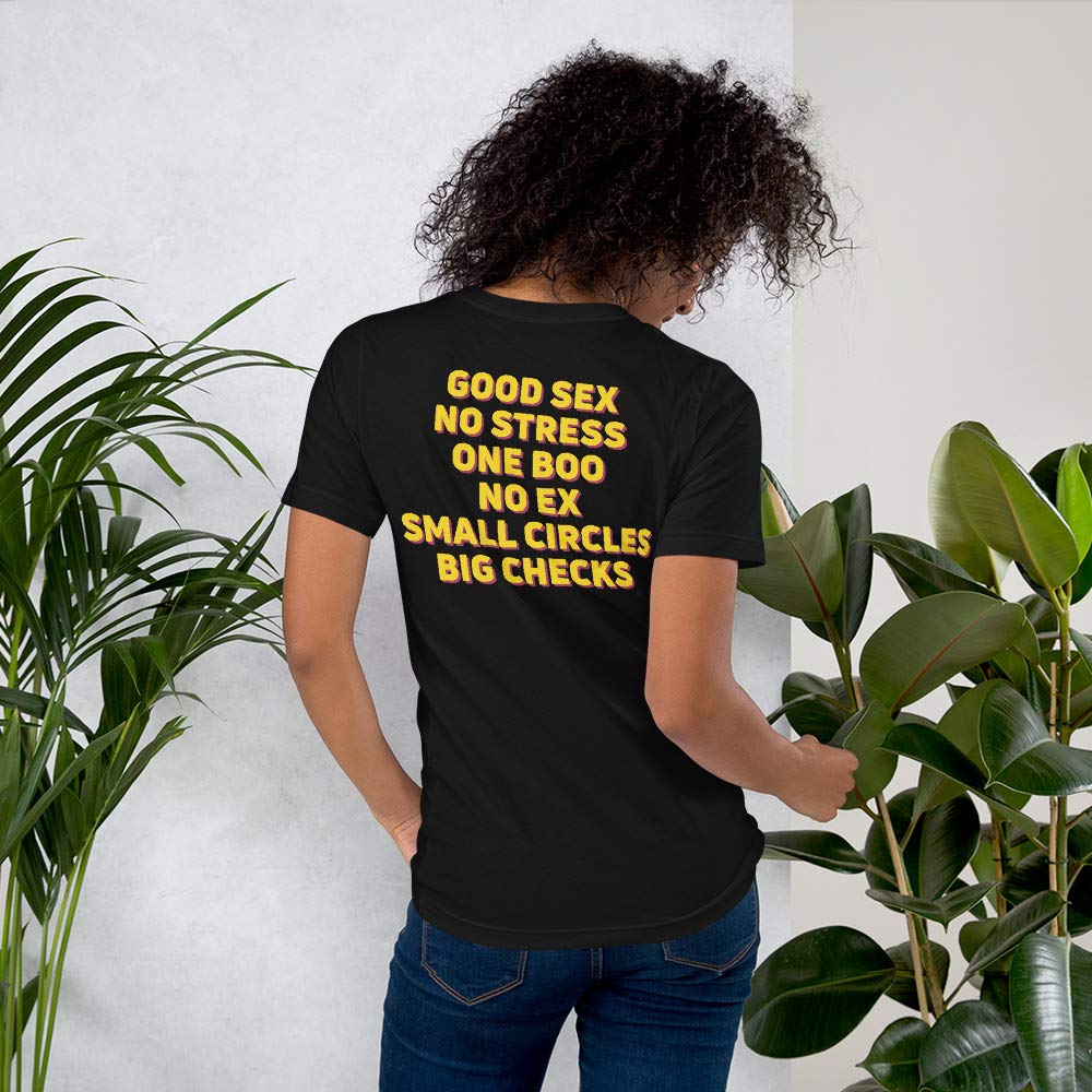Unisex No Stress 'Good Sex' Graphic T-Shirt - Small Circle Big Checks Design - Comfortable Fit for Casual Wear & Street Style