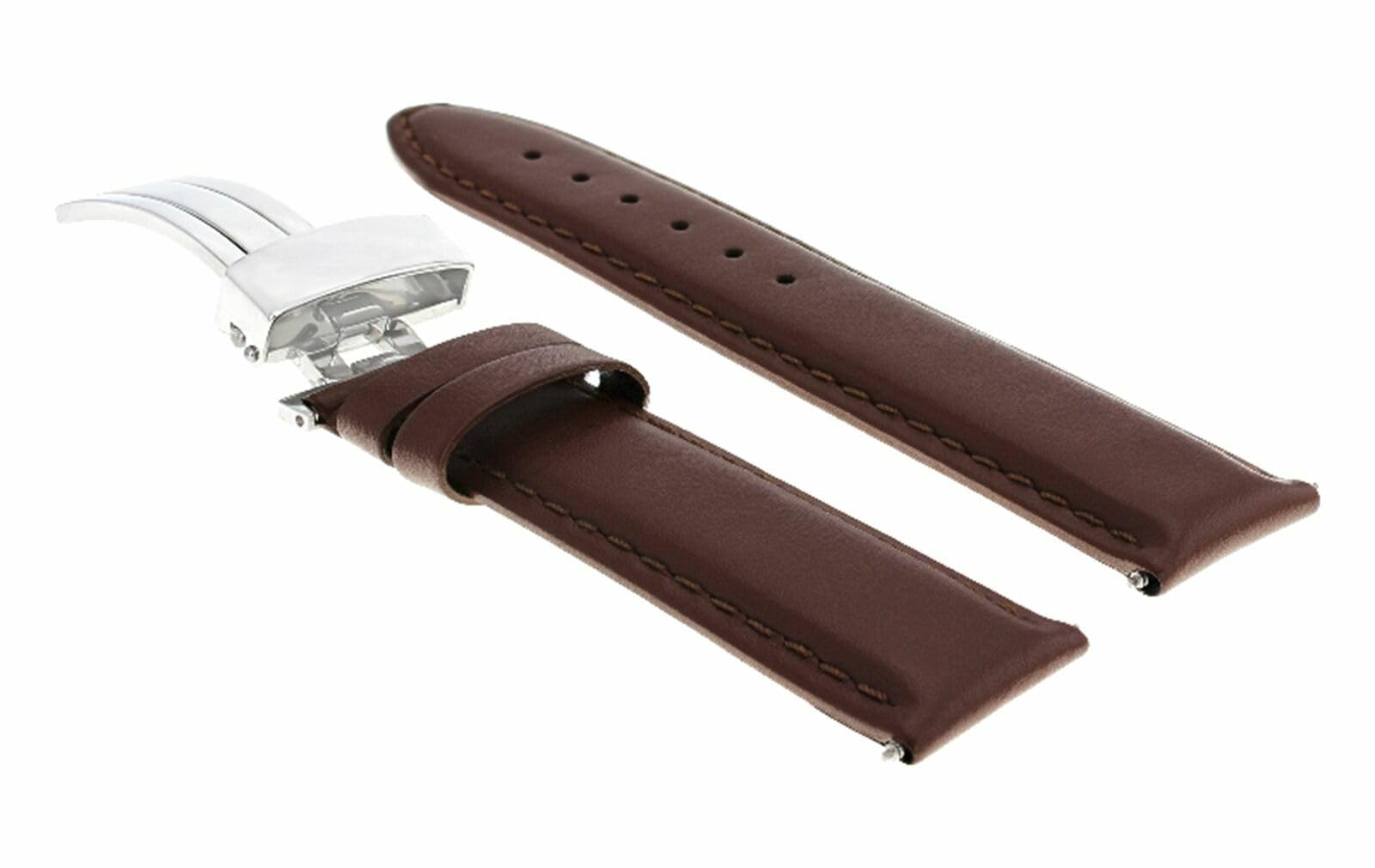 22mm Genuine Leather Watch Band Strap with Smooth Deployment Clasp - Compatible with Breitling - Tan Light Brown - Replacement Strap for Men's & Women's Watches - Perfect for Business, Casual & Formal Occasions