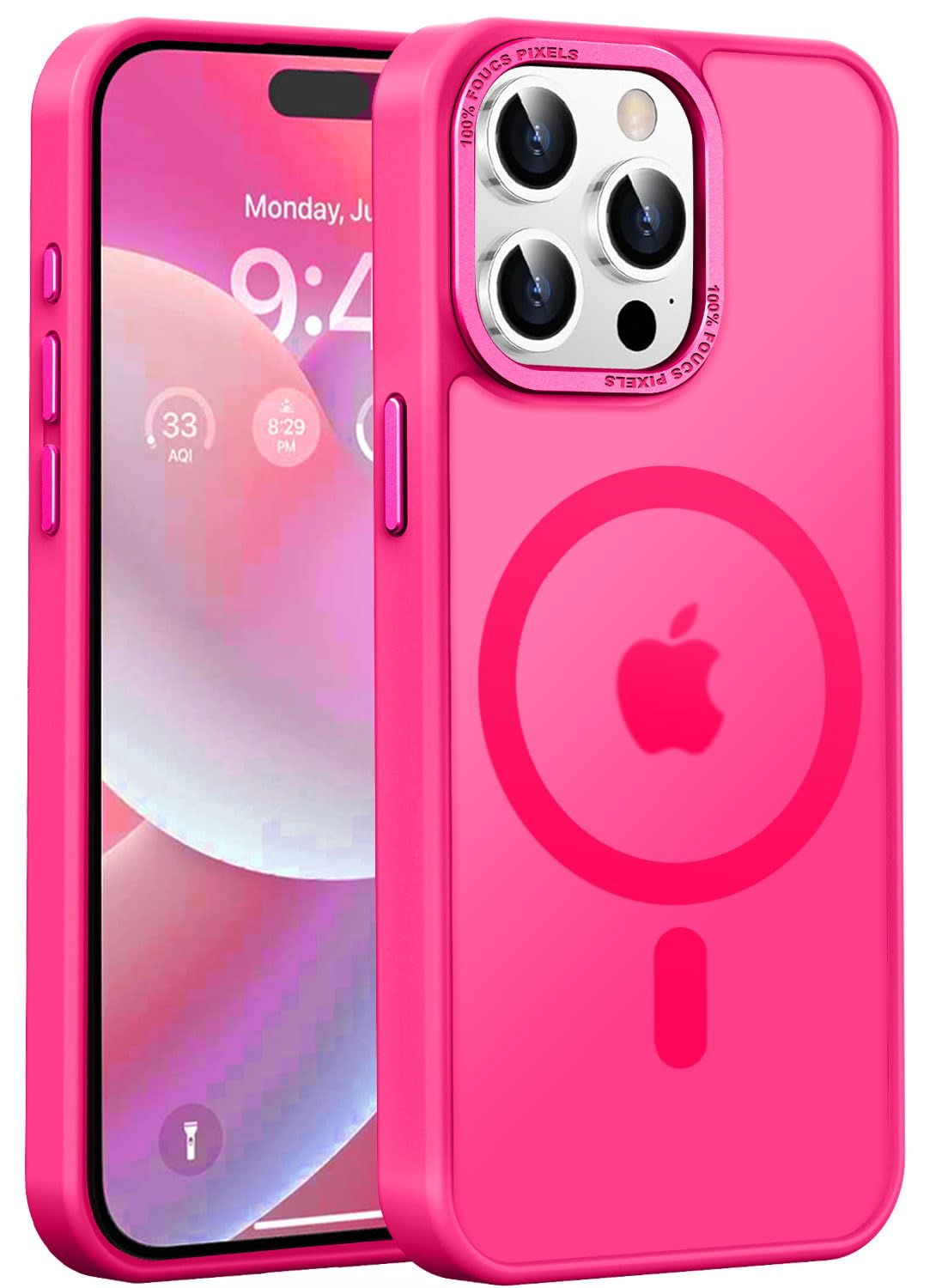 Upgraded Magnetic iPhone 15 Pro Max Case with Magsafe Compatibility | Military-Grade Protection | Slim Translucent Design | Hot Pink | Perfect for Everyday Use, Travel & Outdoor Activities