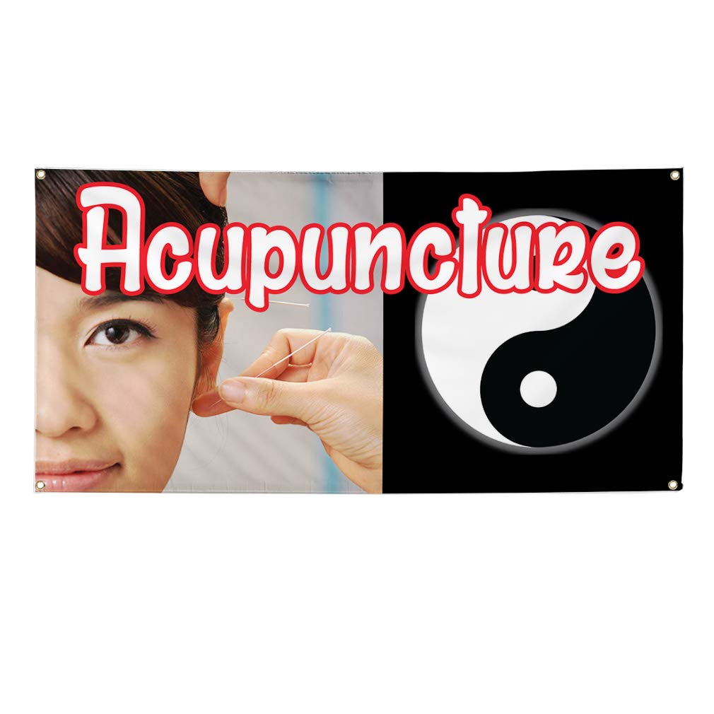 Durable Vinyl Banner for Acupuncture & Healthcare Business - Weatherproof Outdoor Yard Sign with 10 Grommets (60x144 Inches) - Perfect for Storefronts, Events & Industrial Use
