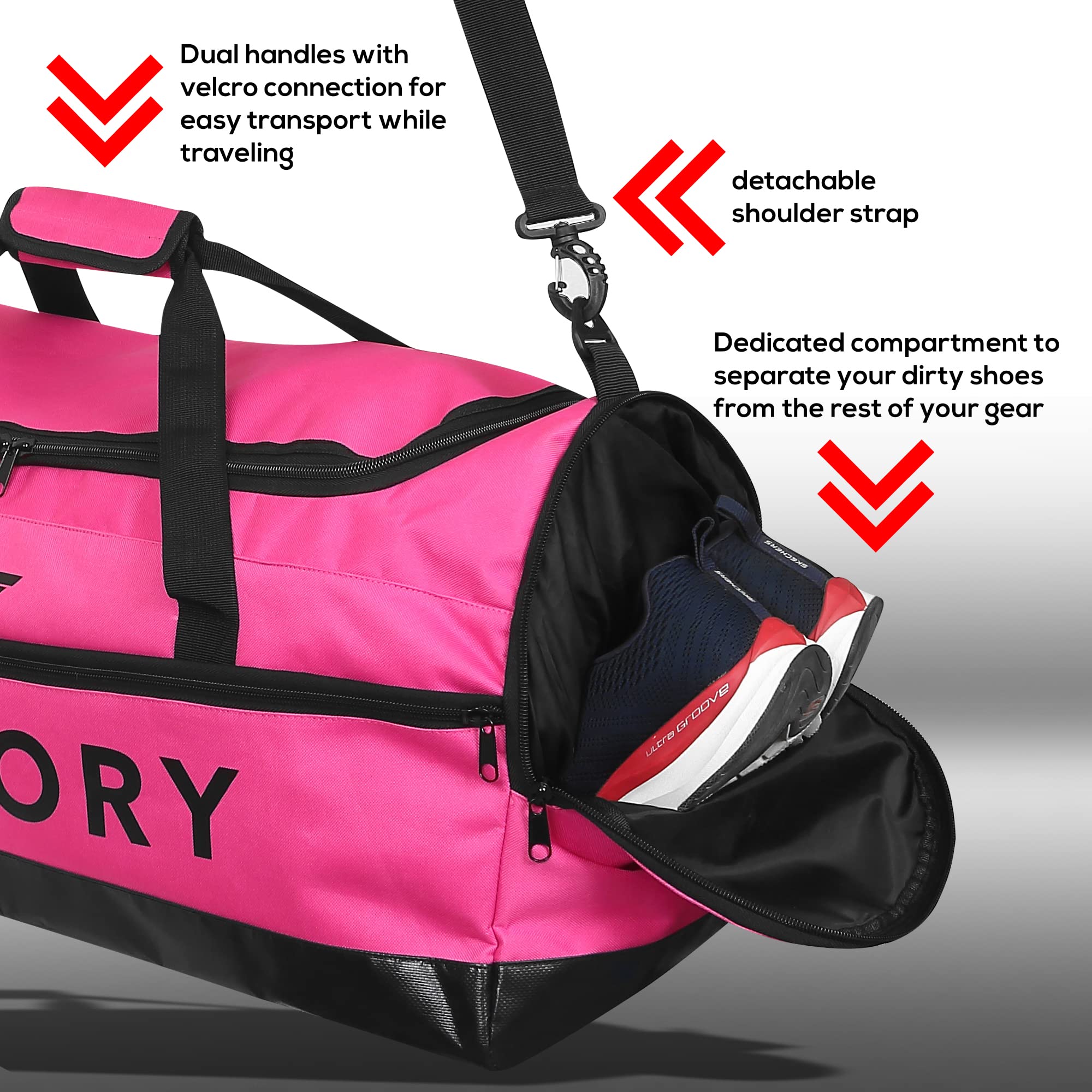 Large Breathable Duffle Bag for MMA, Boxing & Gym Equipment - Pink Sports Duffel for Training, Travel & Workout Gear Storage