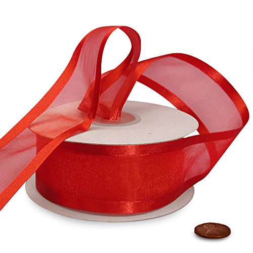 3/8 Inch x 25 Yards Red Arabesque Ribbon for Gift Wrapping, Wedding Decorations, DIY Crafts and Party Favors