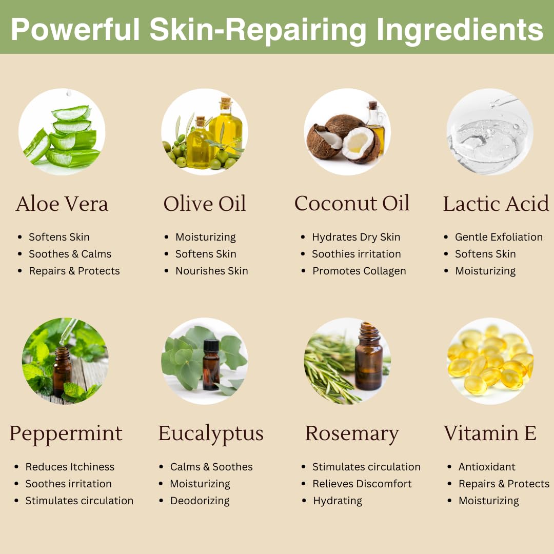 Peppermint Rosemary Eucalyptus Foot Cream for Dry Cracked Heels - Moisturizing Lotion with Lactic Acid for Callus Removal & Cracked Heel Repair - 4oz - Perfect for Post-Pedicure Care & Relaxing Foot Massage at Home