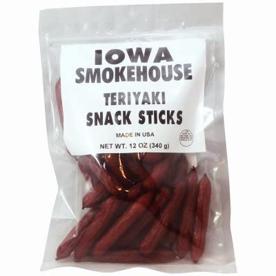 IOWA SMOKEHOUSE IS-SNK12T Teriyaki Beef Snack Sticks, 12-Ounce (Pack of 12) | High Protein Jerky for Hiking, Camping & On-The-Go Snacking