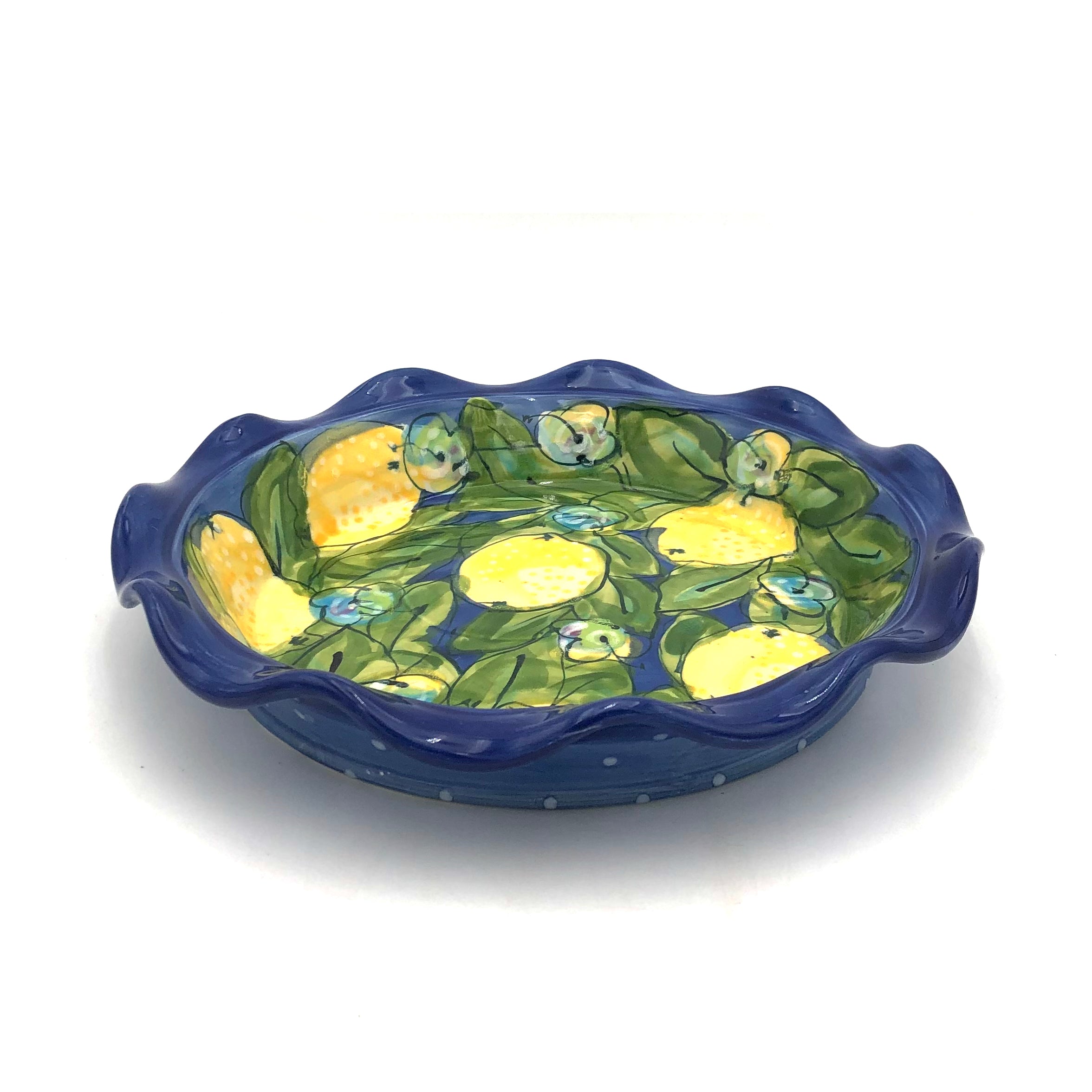 Susan & Peter Stark Blue Ceramic Pie Dish - 9 Inch Round Baking Pan for Pies, Quiches & Tarts - Perfect for Thanksgiving, Christmas & Family Gatherings